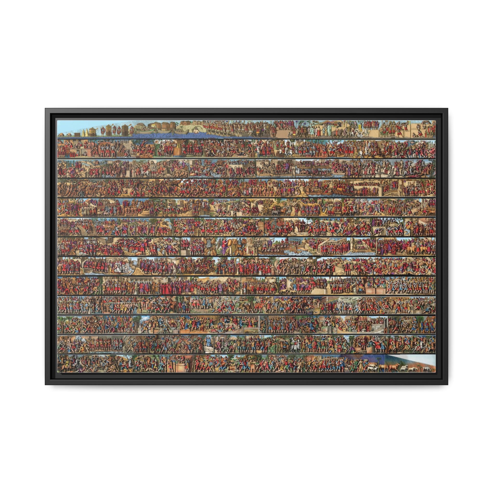 Colorized Depiction of Trajan's Column in Rome Framed Matte Canvas