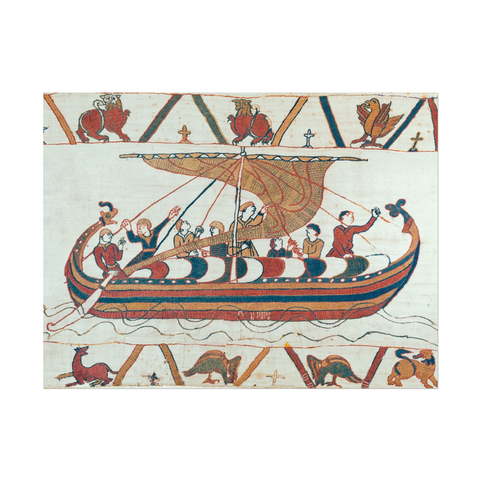 Bayeux Tapestry Norman Longship Rolled Poster | Nautical Historical Artwork