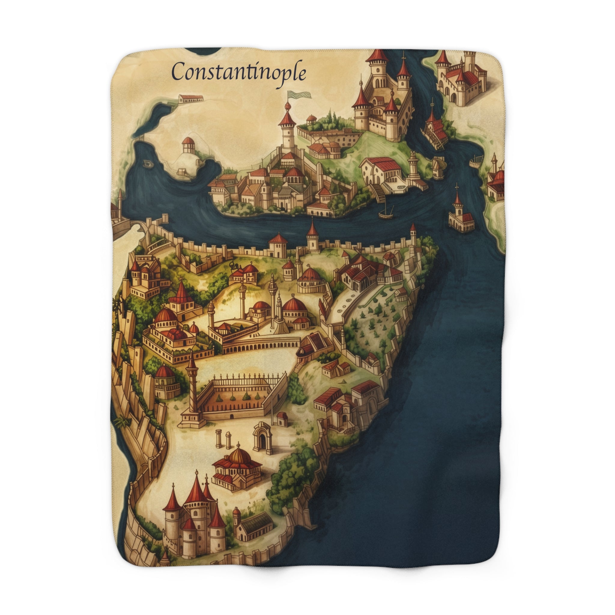 Constantinople Vintage Map Sherpa Fleece Blanket