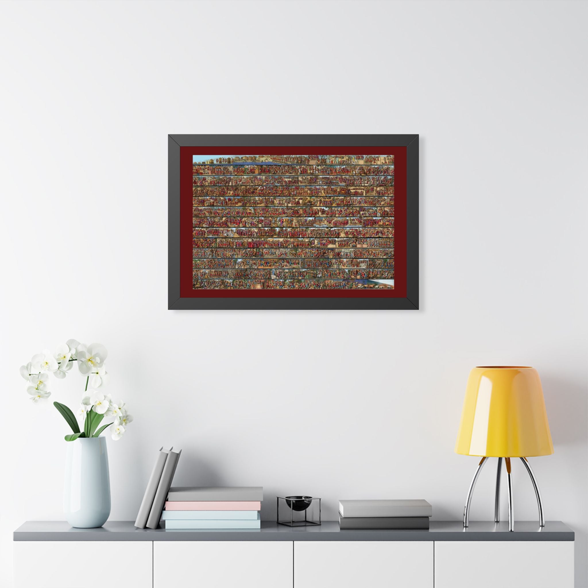 Colorized Trajan's Column Engraving Framed Art Print