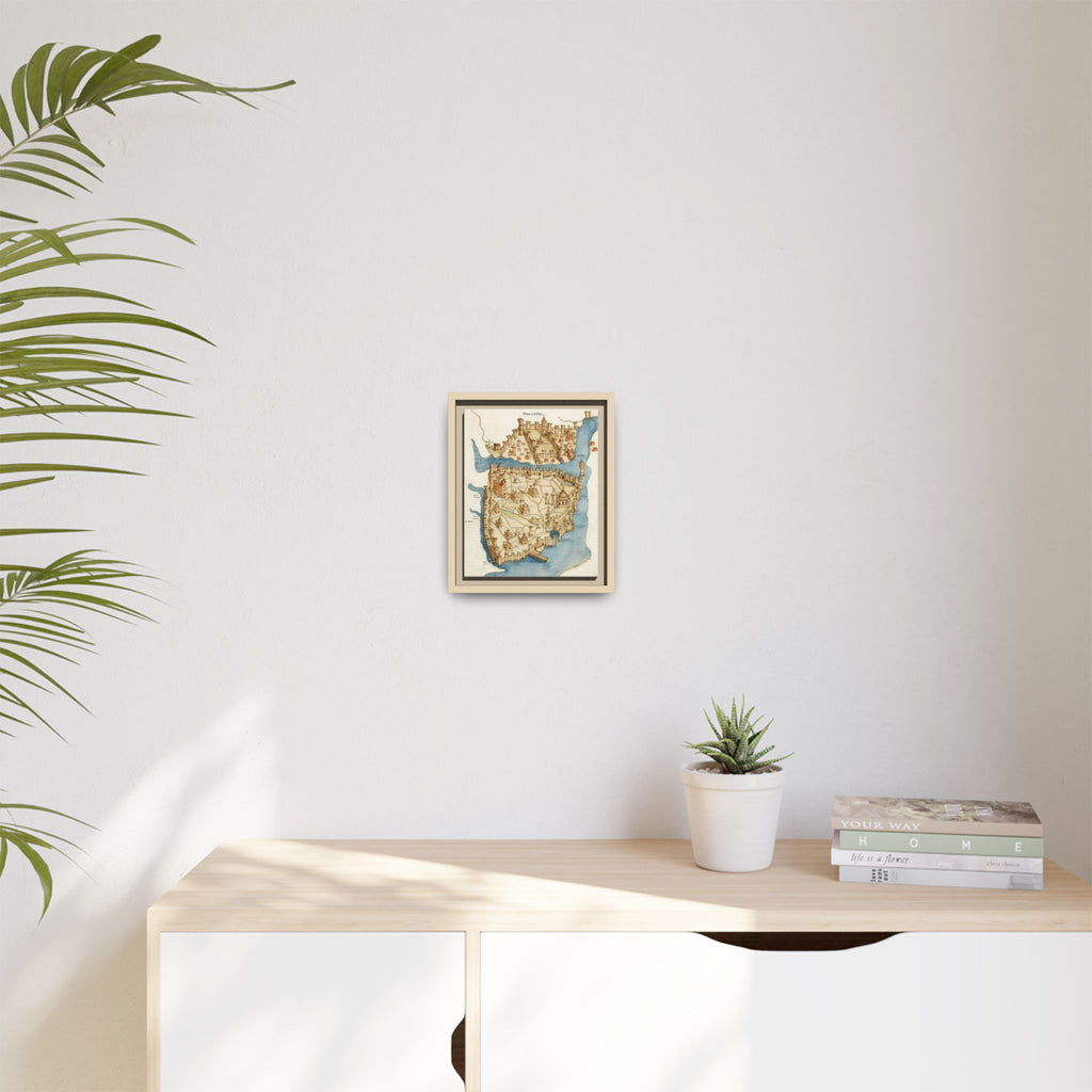 Framed Vintage Constantinople Map Canvas — Matte Nautical Wall Art