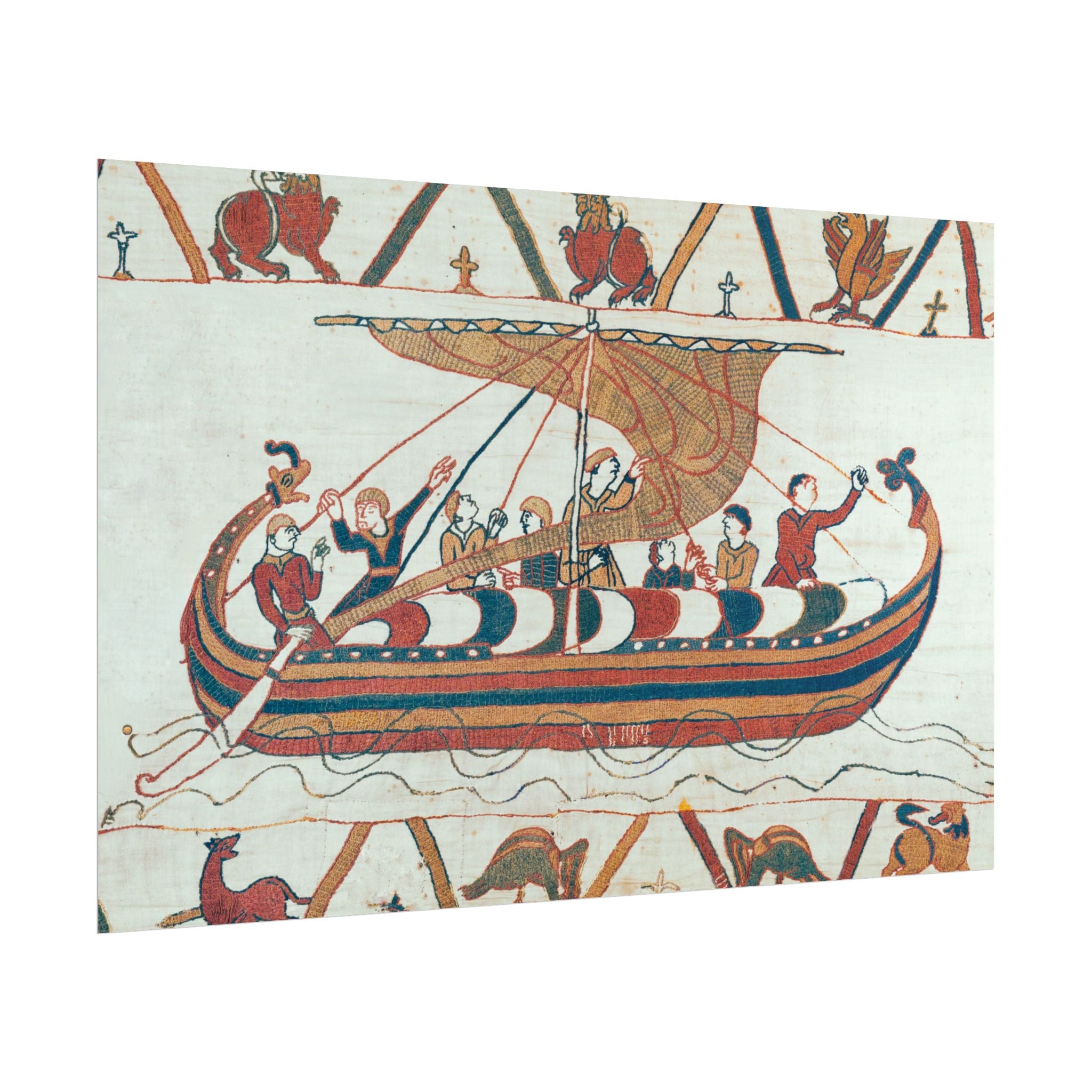 Bayeux Tapestry Norman Longship Rolled Poster | Nautical Historical Artwork