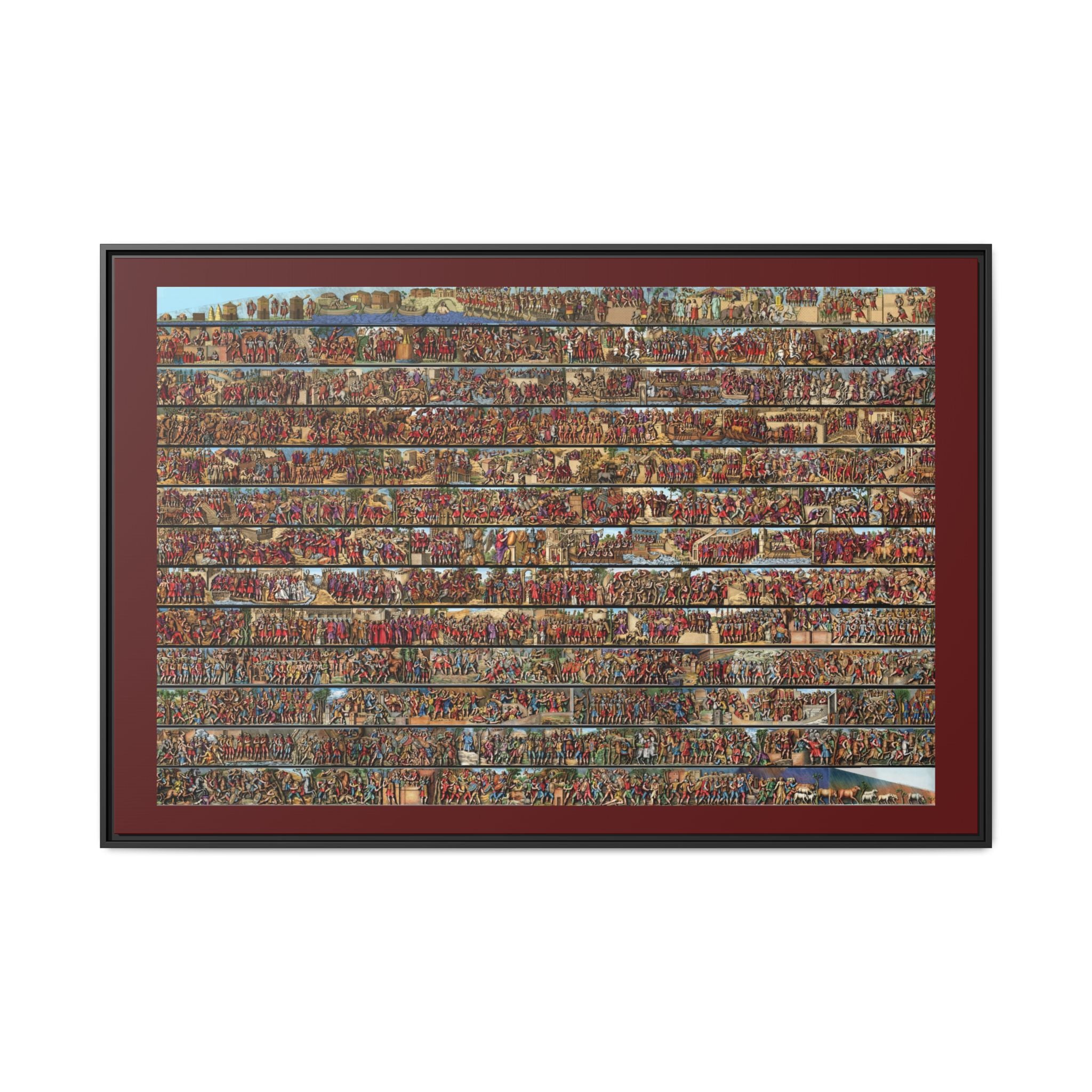 Colorized Depiction of Trajan's Column in Rome Framed Matte Canvas