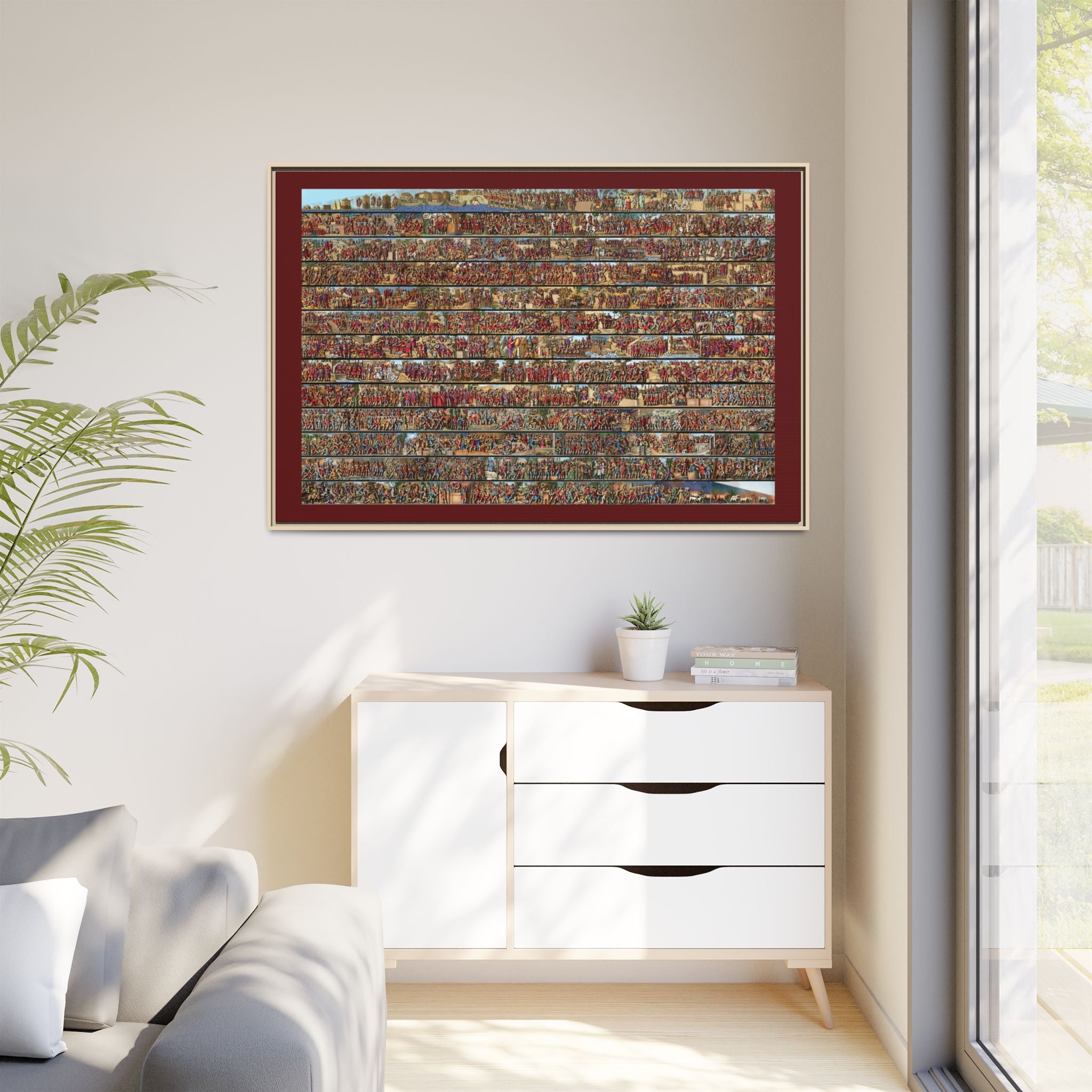 Colorized Depiction of Trajan's Column in Rome Framed Matte Canvas