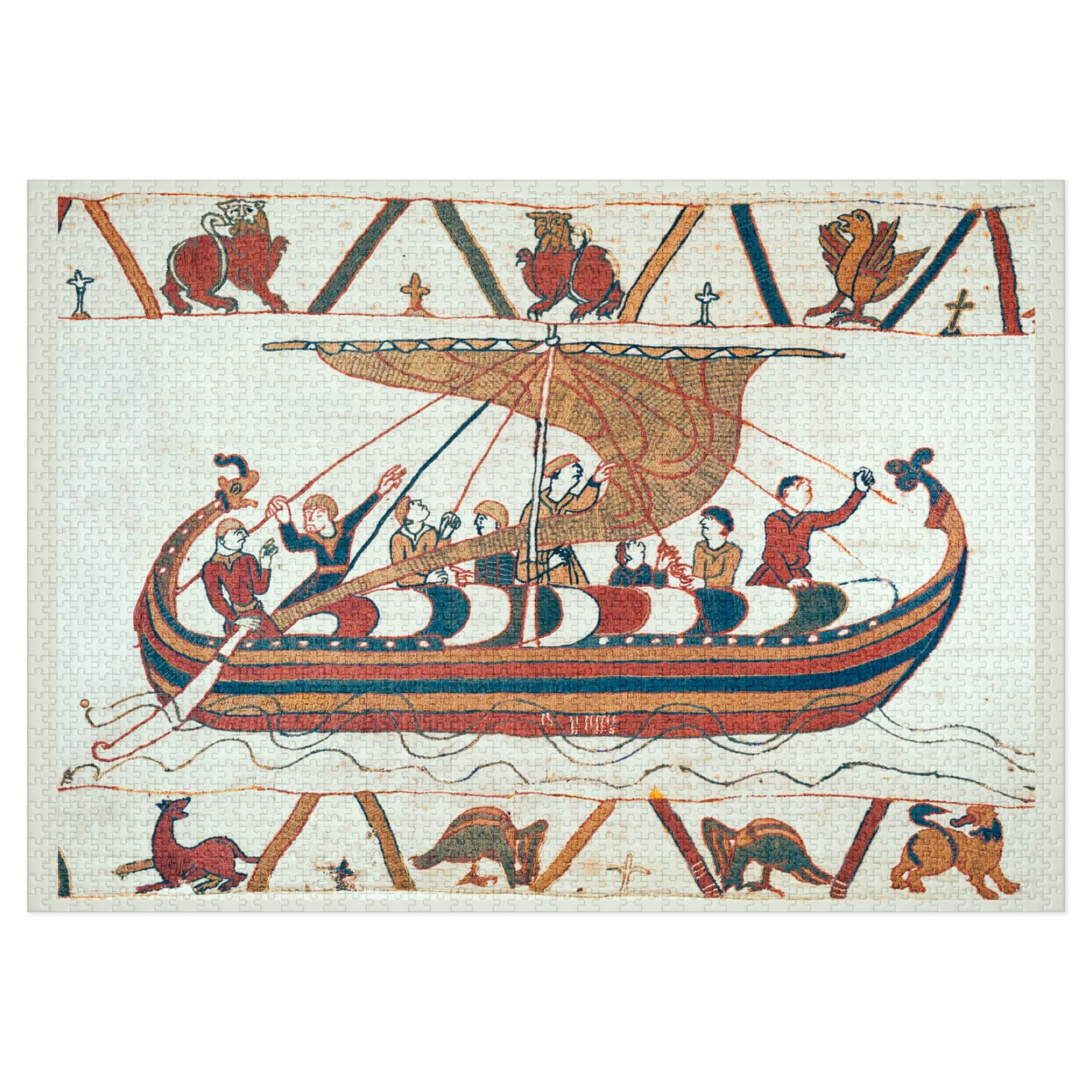 Bayeux Tapestry Norman Ship Jigsaw Puzzle with Tin | Historical Boat Illustration