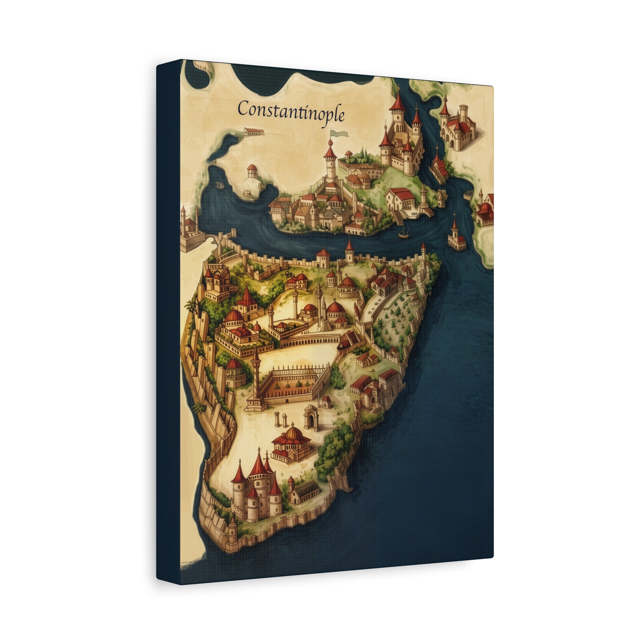Constantinople Vintage Map Matte Canvas Print — Stretched 1.25"