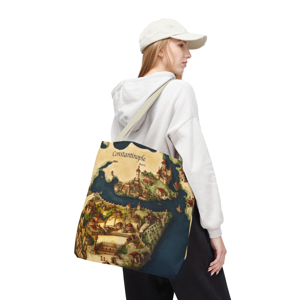 Constantinople Map Tote Bag — Vintage Cityscape All-Over Print