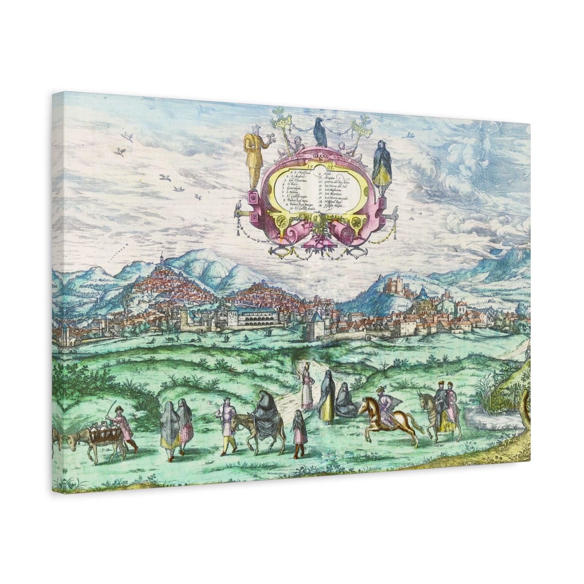 Granada Hand-Colored City View Matte Canvas