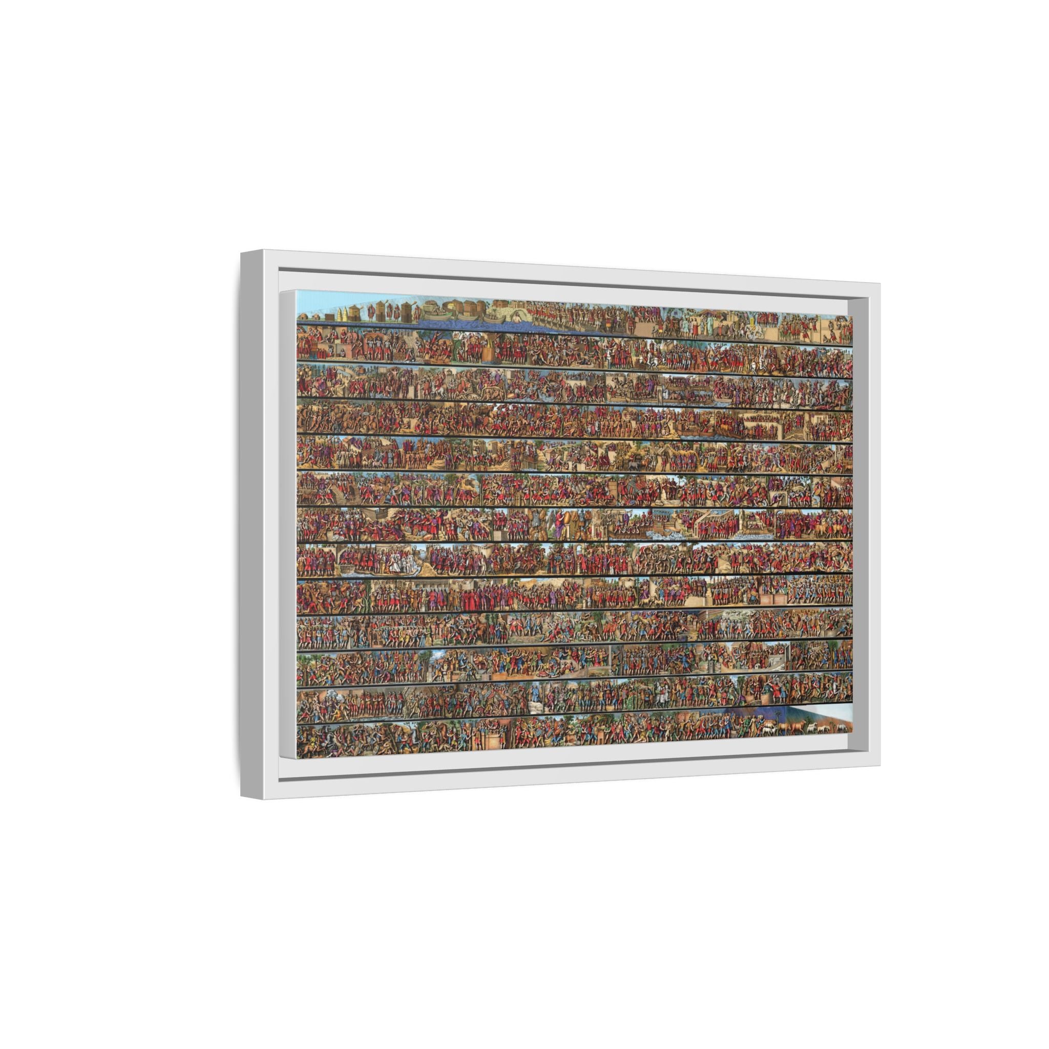 Colorized Depiction of Trajan's Column in Rome Framed Matte Canvas