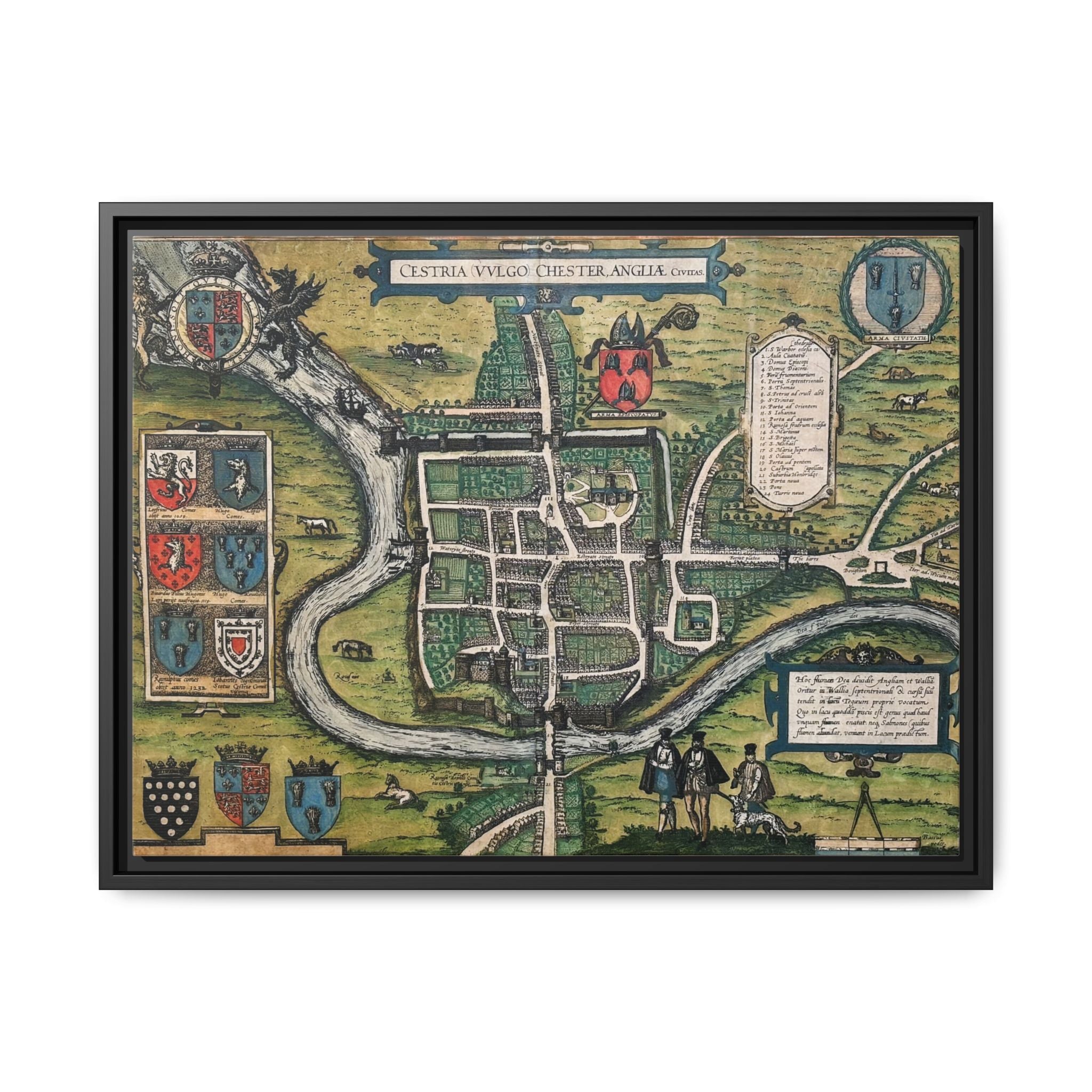 Chester, England by Braun and Hogenberg Framed Canvas Art Print