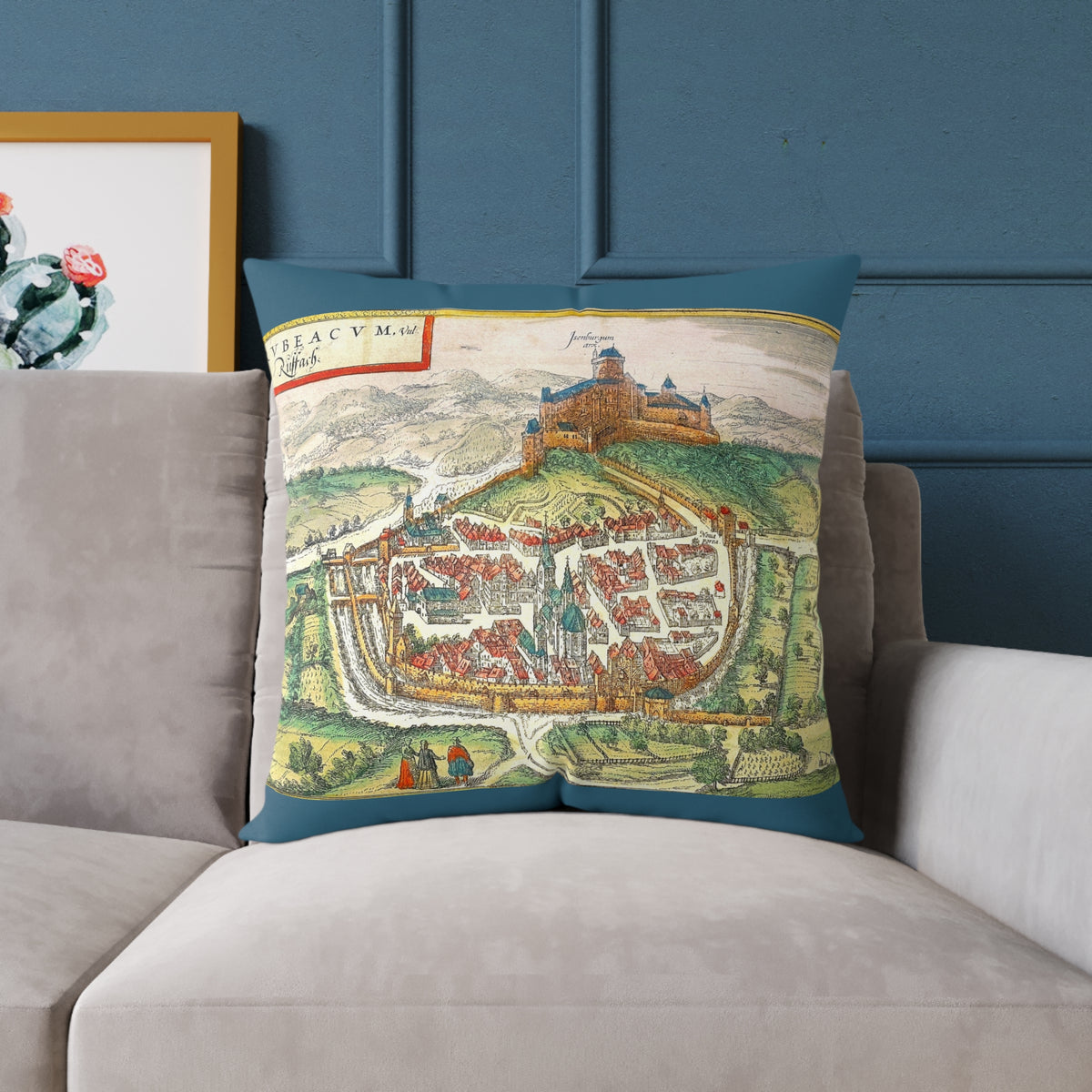 Rouffach Alsace Vintage Cityprint Pillow