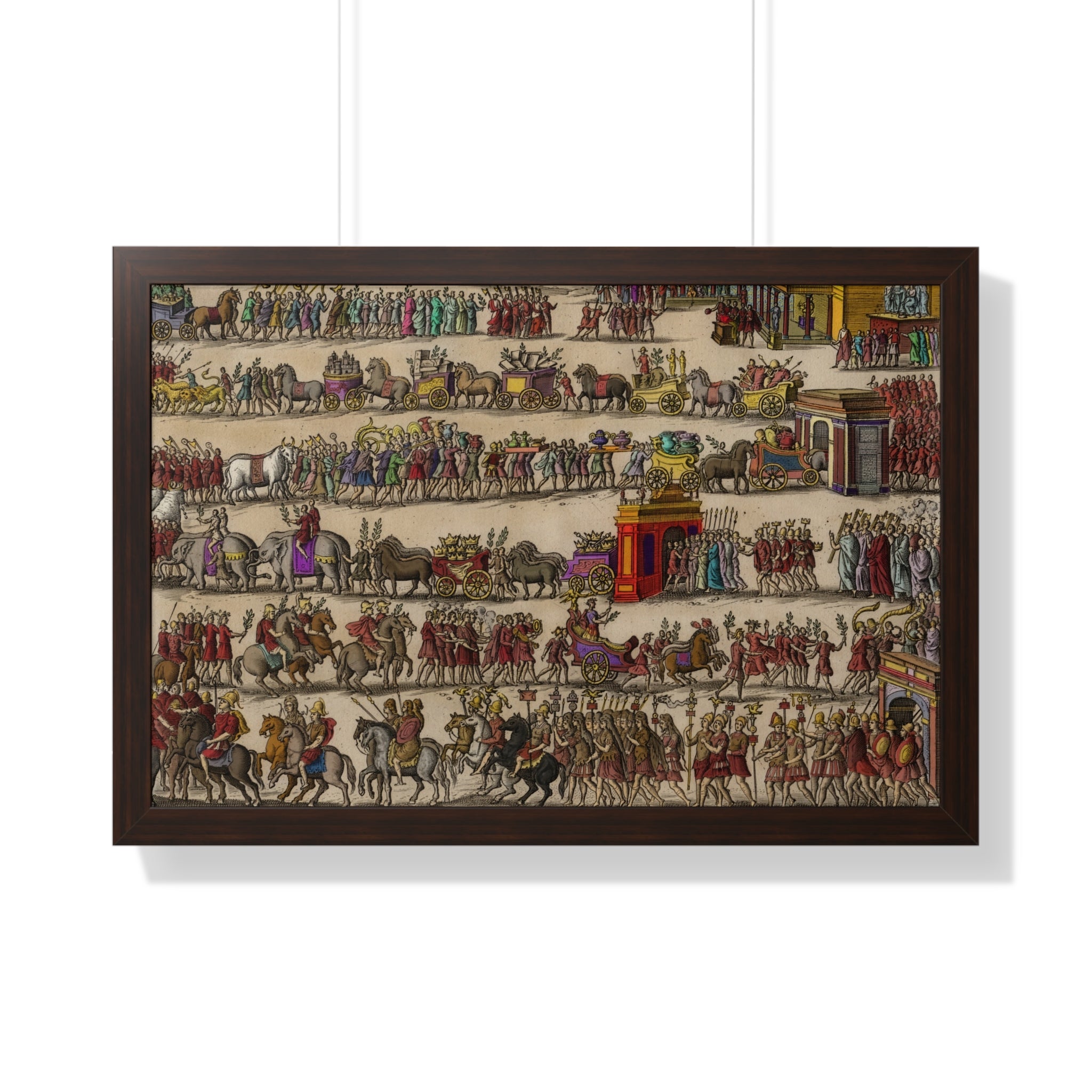 Roman Triumph Procession Framed Poster | Hand-Colored Engraving Print