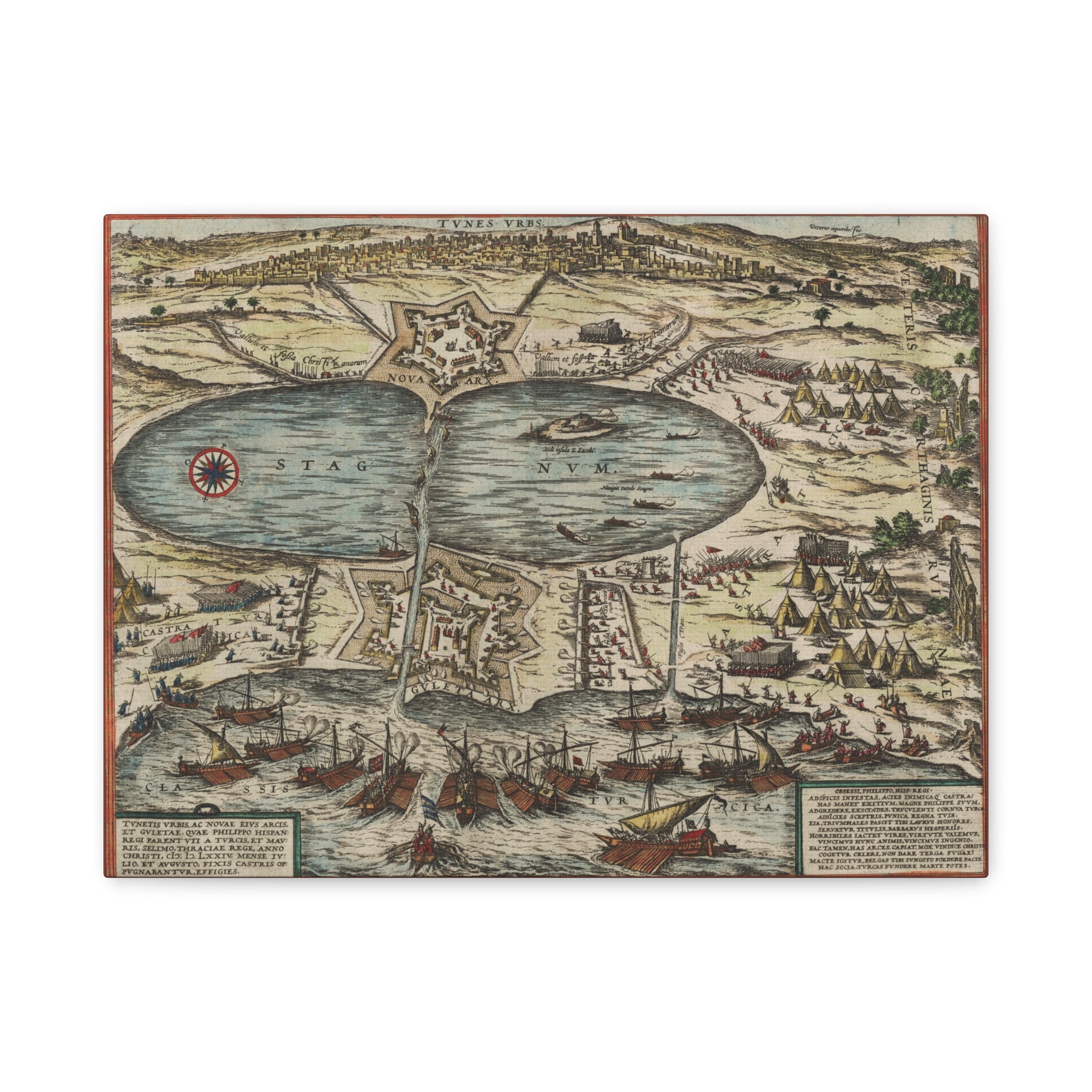 City of Tunis Vintage Map Canvas