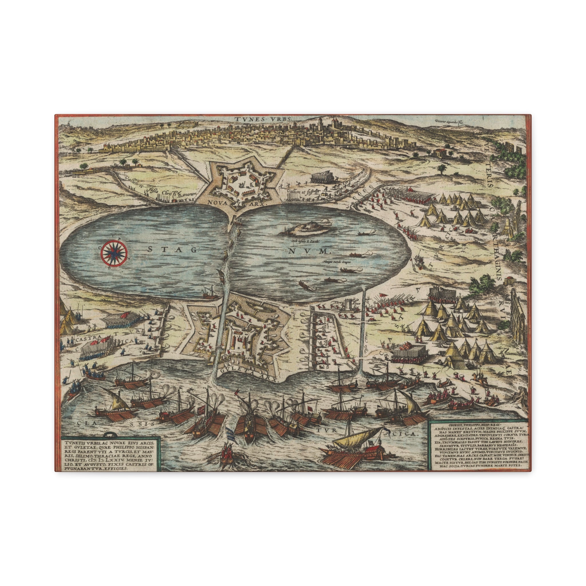 City of Tunis Vintage Map Canvas