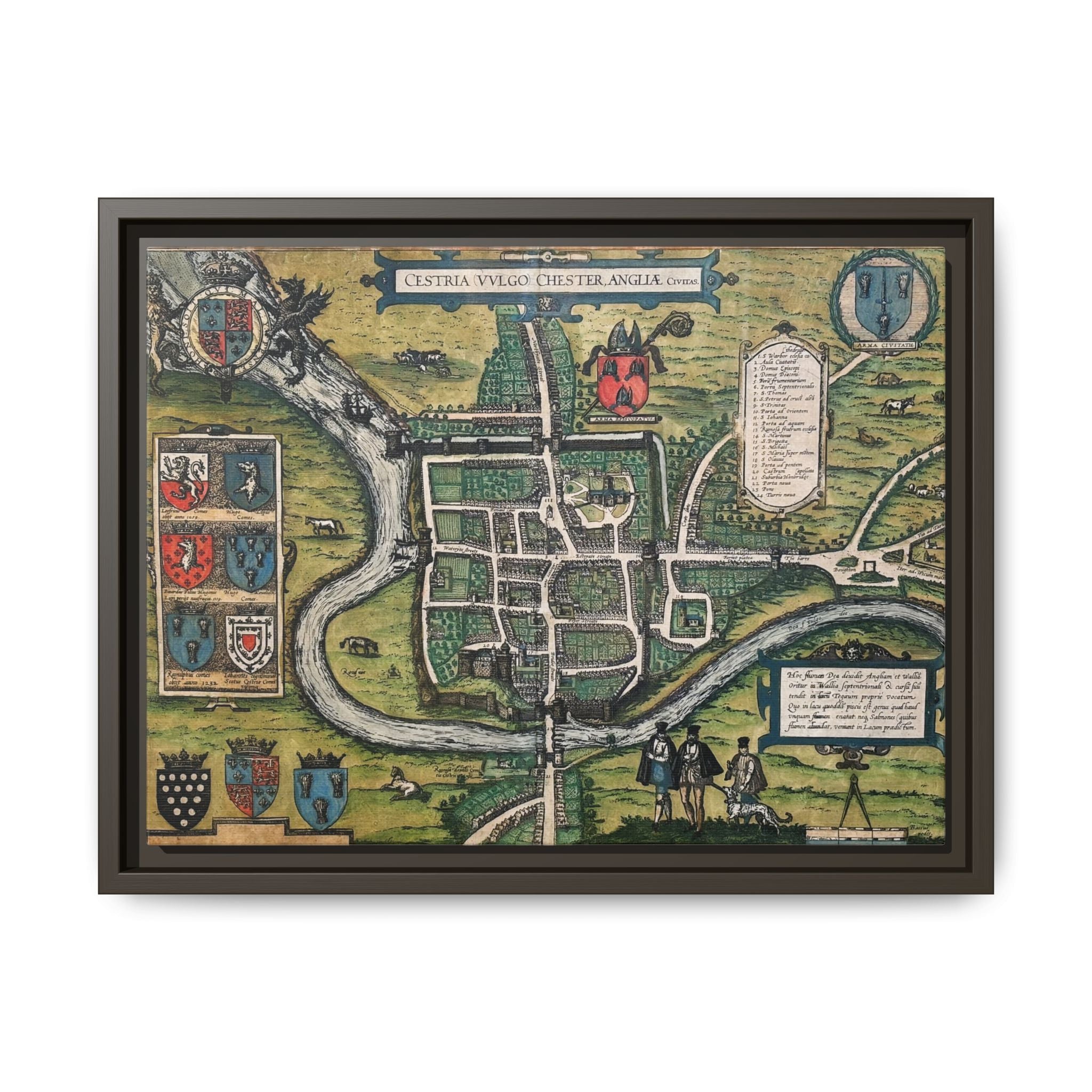 Chester, England by Braun and Hogenberg Framed Canvas Art Print