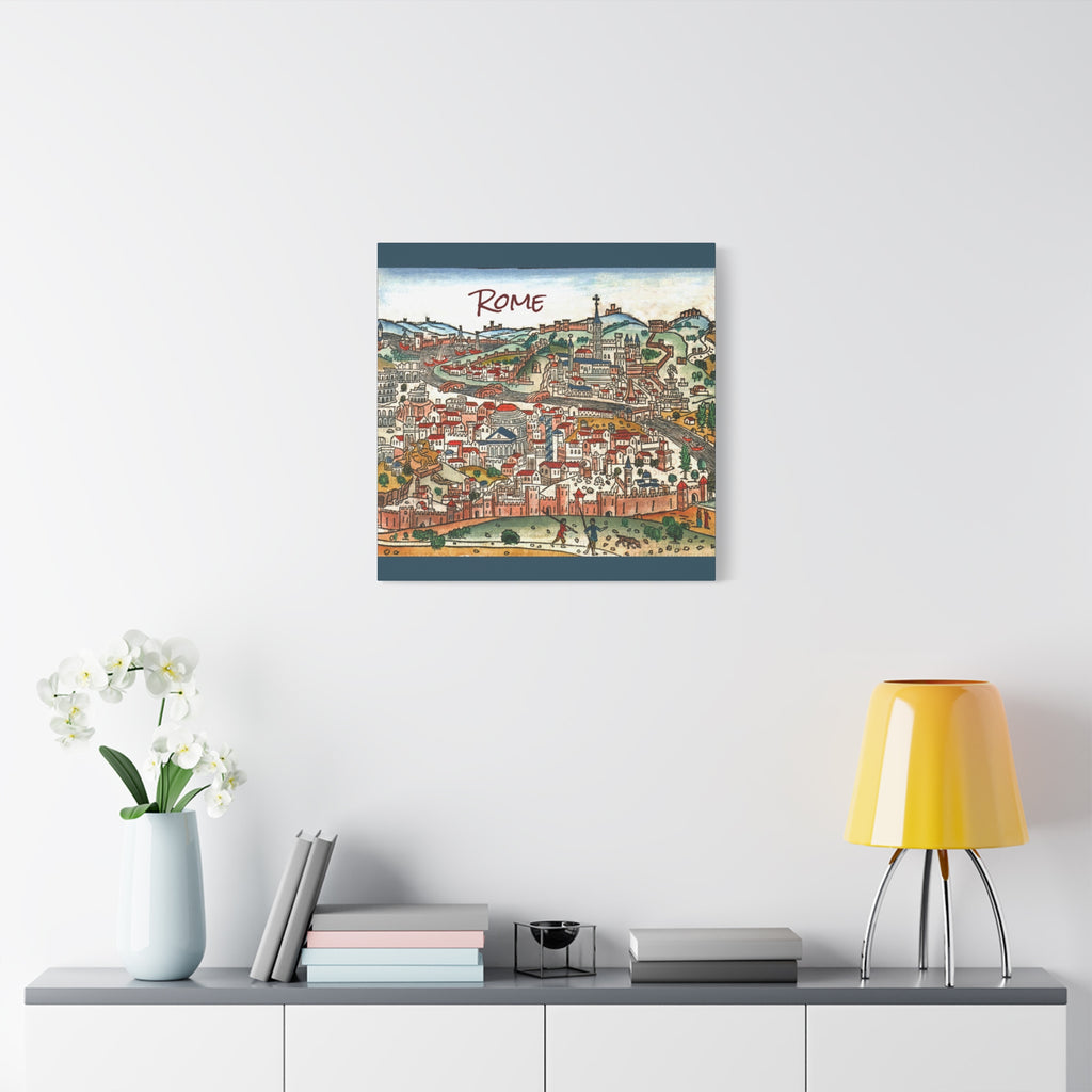Renaissance Bird's-Eye Map of Rome Matte Canvas