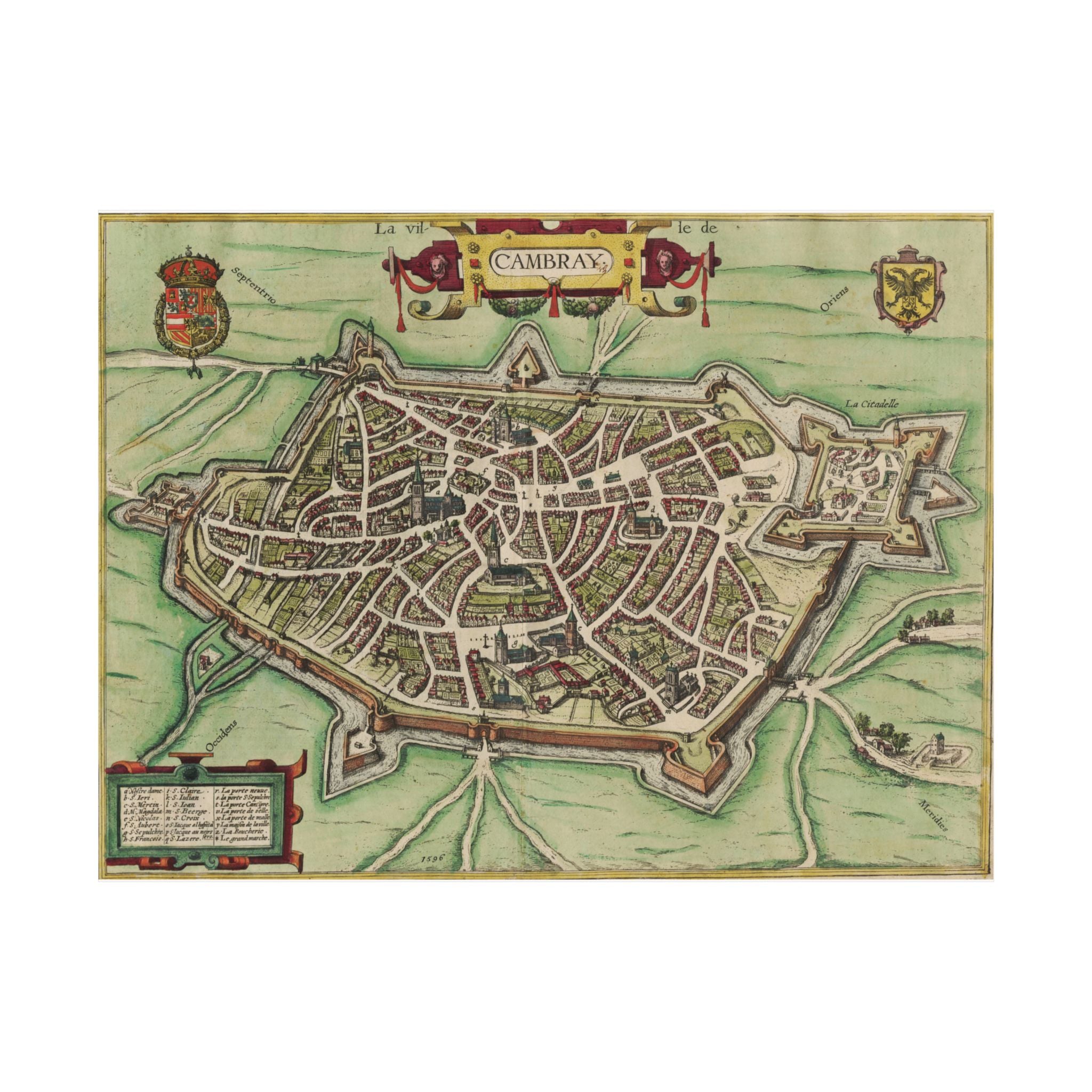 Cambrai, France Vintage City Map Poster — Antique City Map Satin Print (300gsm)