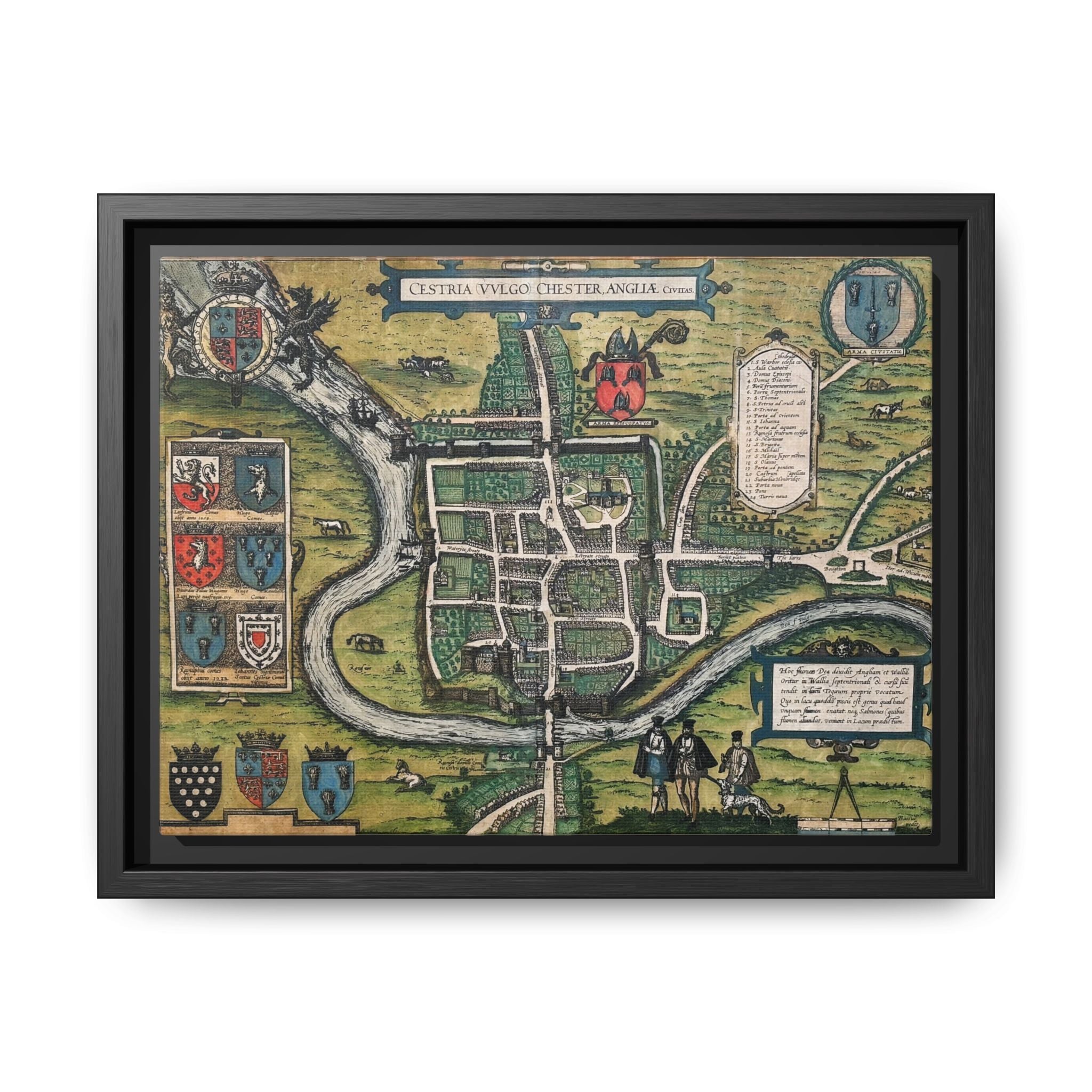 Chester, England by Braun and Hogenberg Framed Canvas Art Print