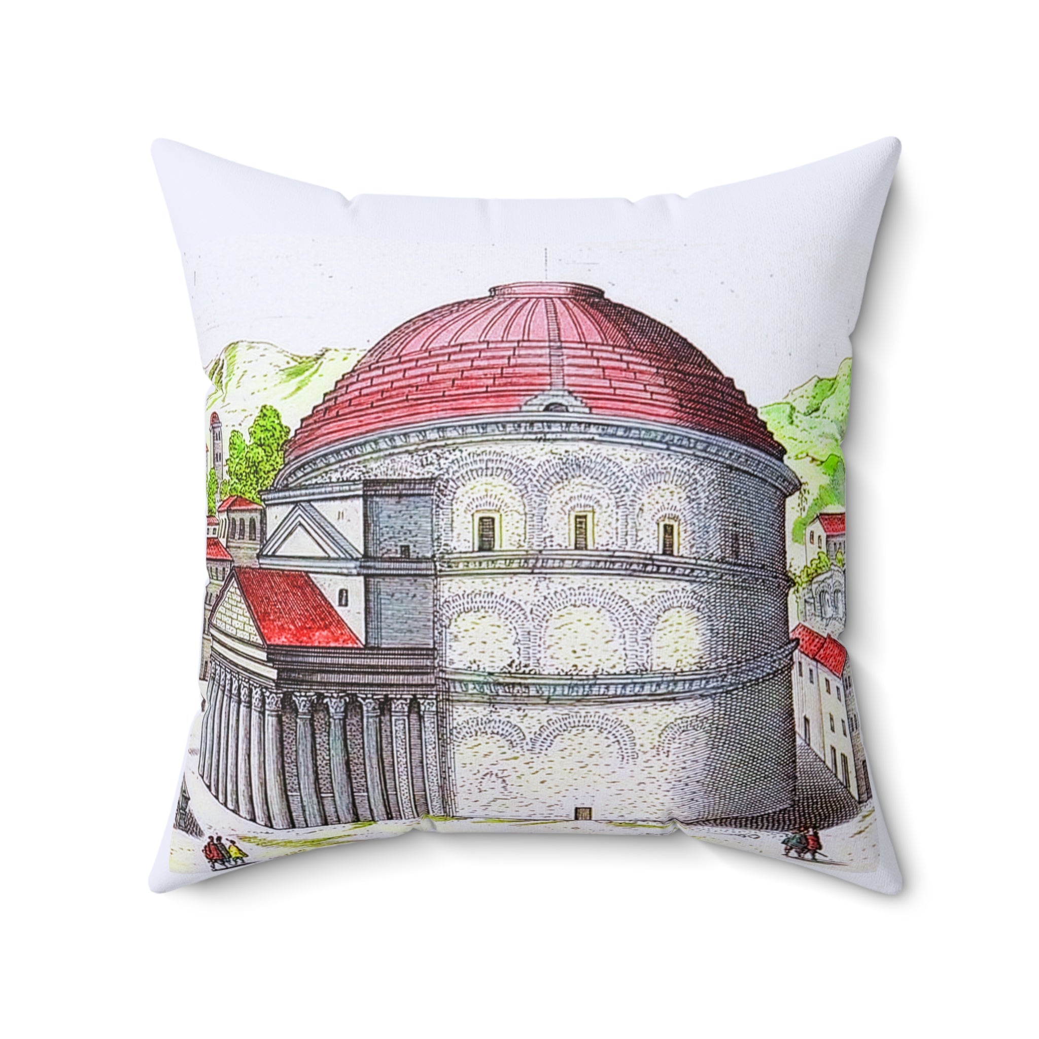 Pantheon Rome Architectural Engraving Pillow | Classical Antique Print
