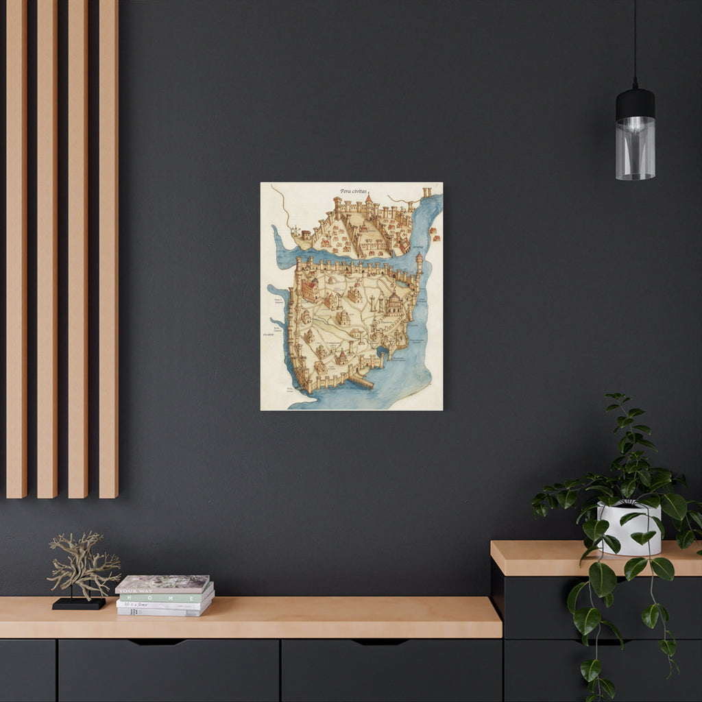 Medieval Constantinople City Map Canvas Print — Vintage Map Wall Art