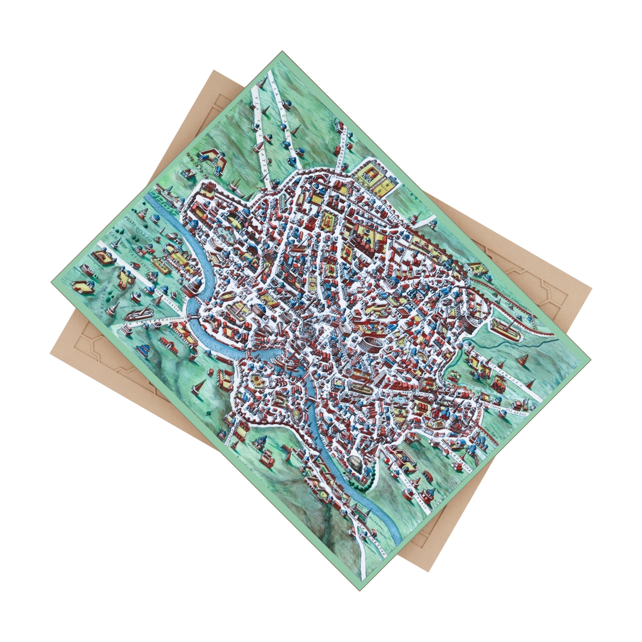 Ancient Rome Illustrated City Map Ceramic Photo Tile