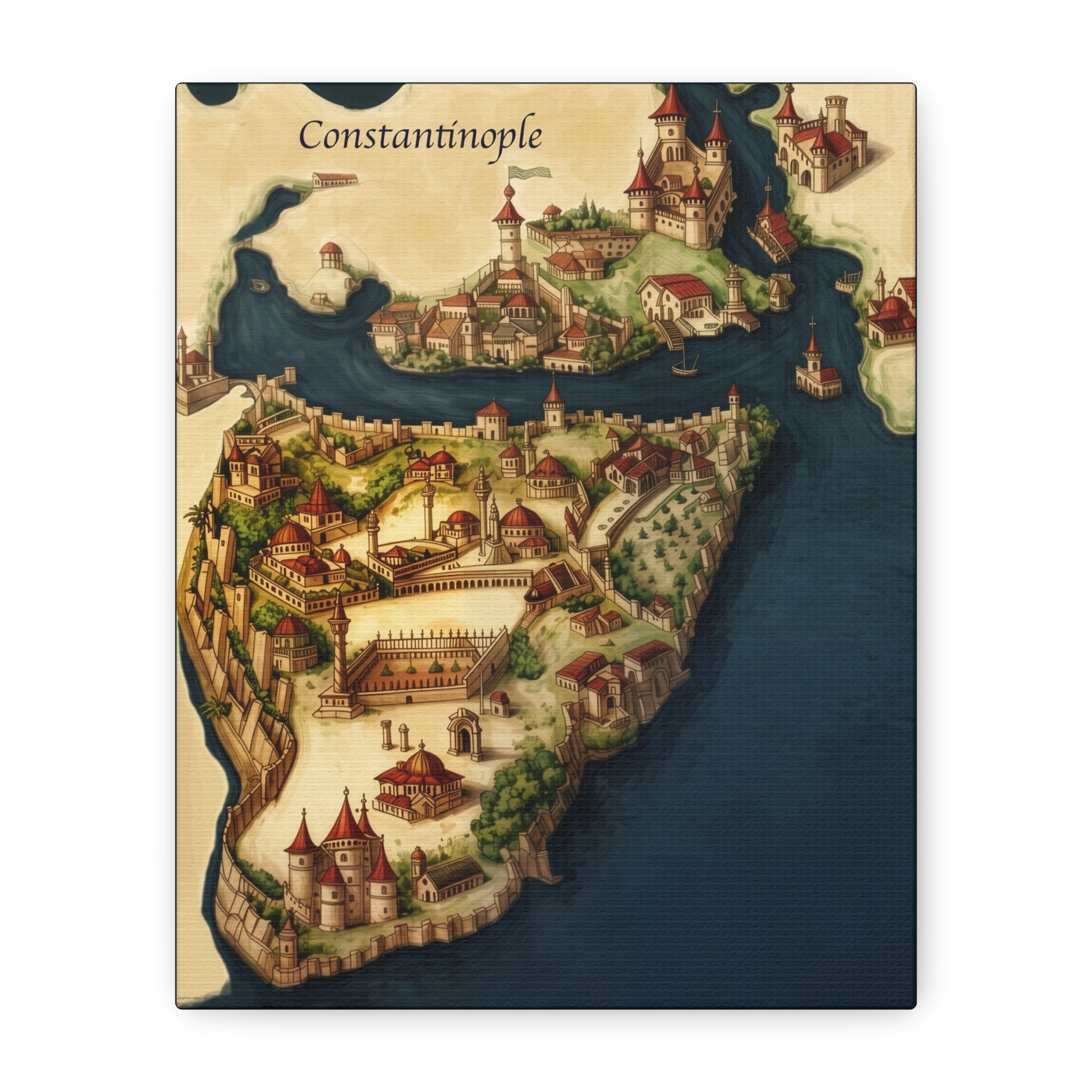 Constantinople Vintage Map Matte Canvas Print — Stretched 1.25"