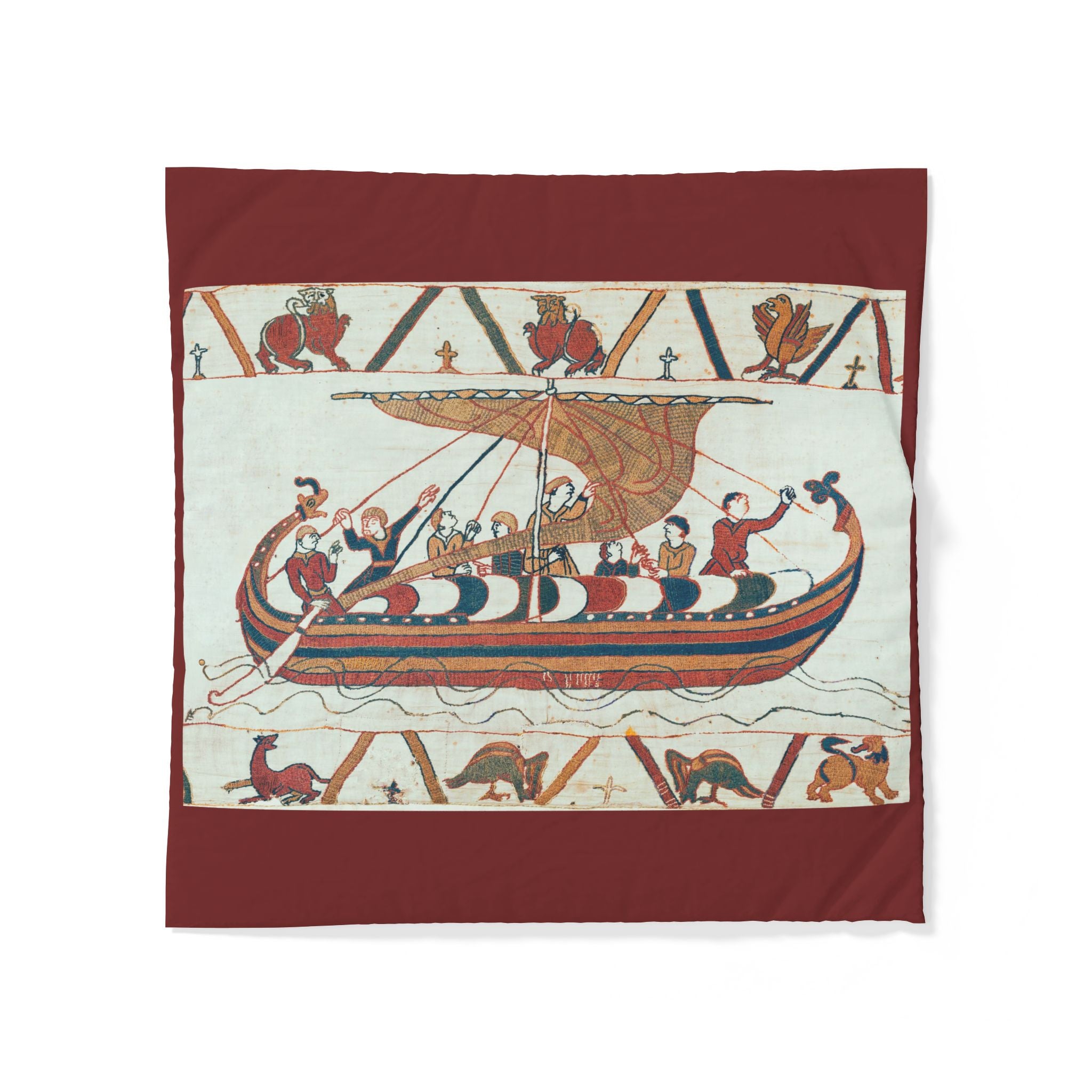 Bayeux Tapestry Norman Boat Duvet Cover | Medieval Invasion Scene