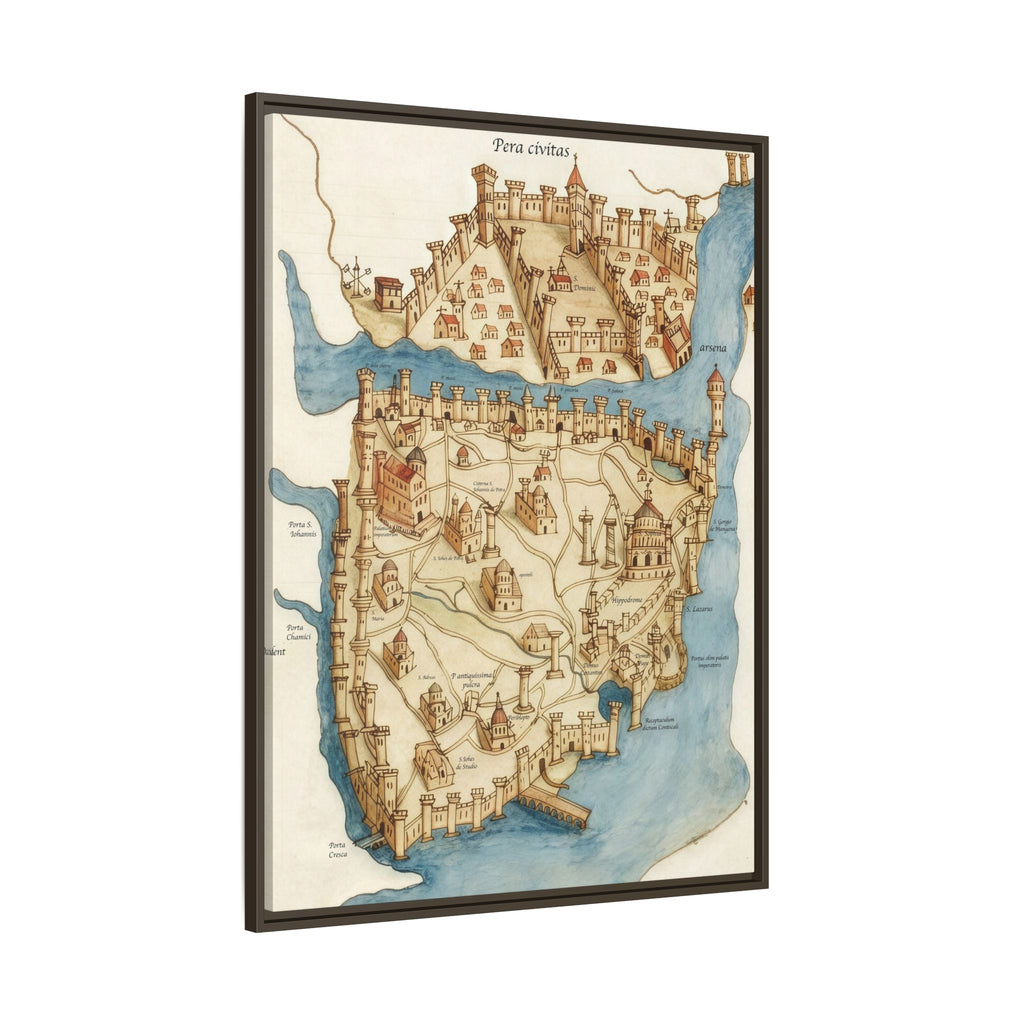 Framed Vintage Constantinople Map Canvas — Matte Nautical Wall Art