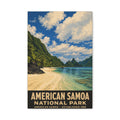 American Samoa National Park Matte Canvas Wall Art — Tropical Beach Vintage Travel Poster
