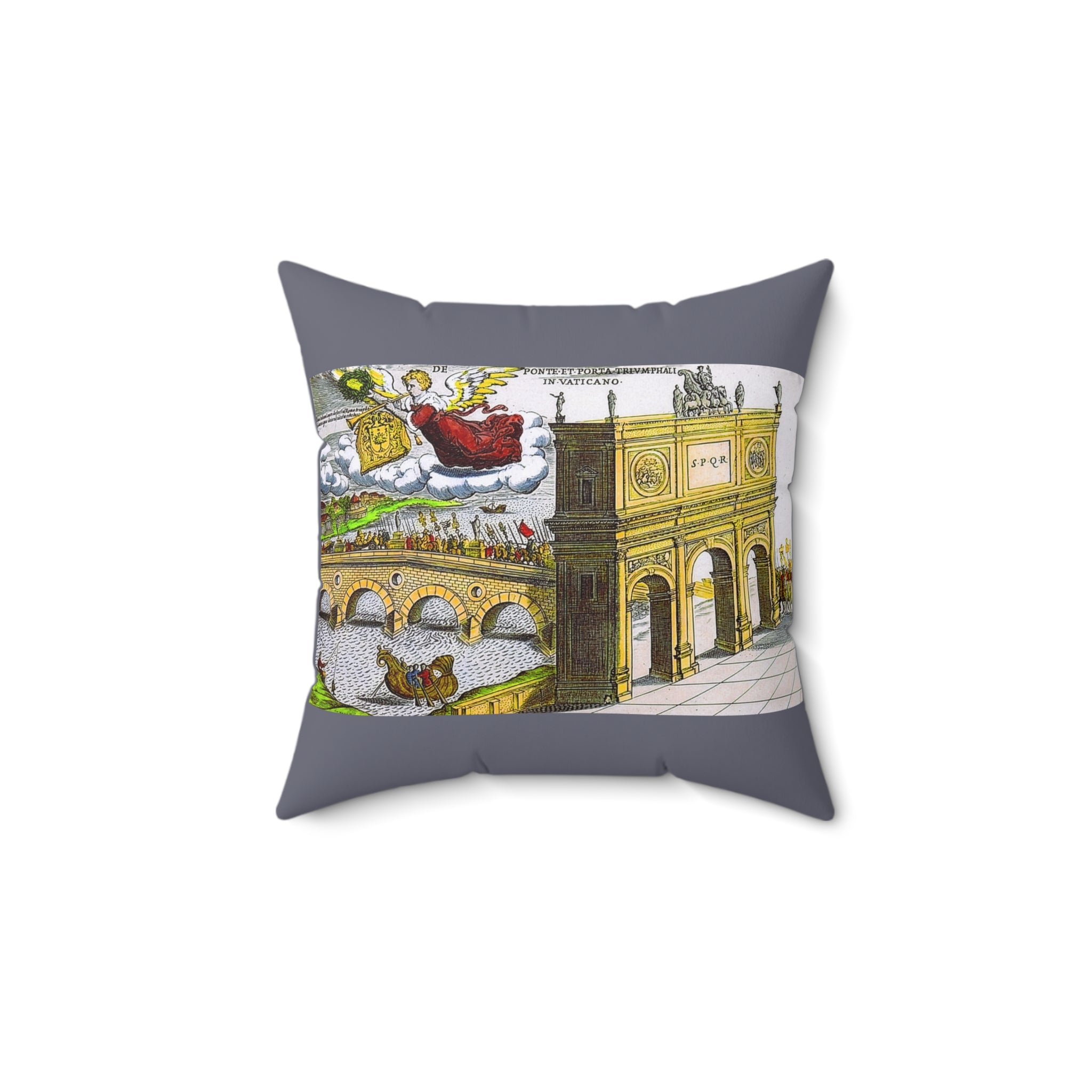 Antique Roman Engraving Vatican Procession Pillow | Classical Rome from Jacobus Lauro