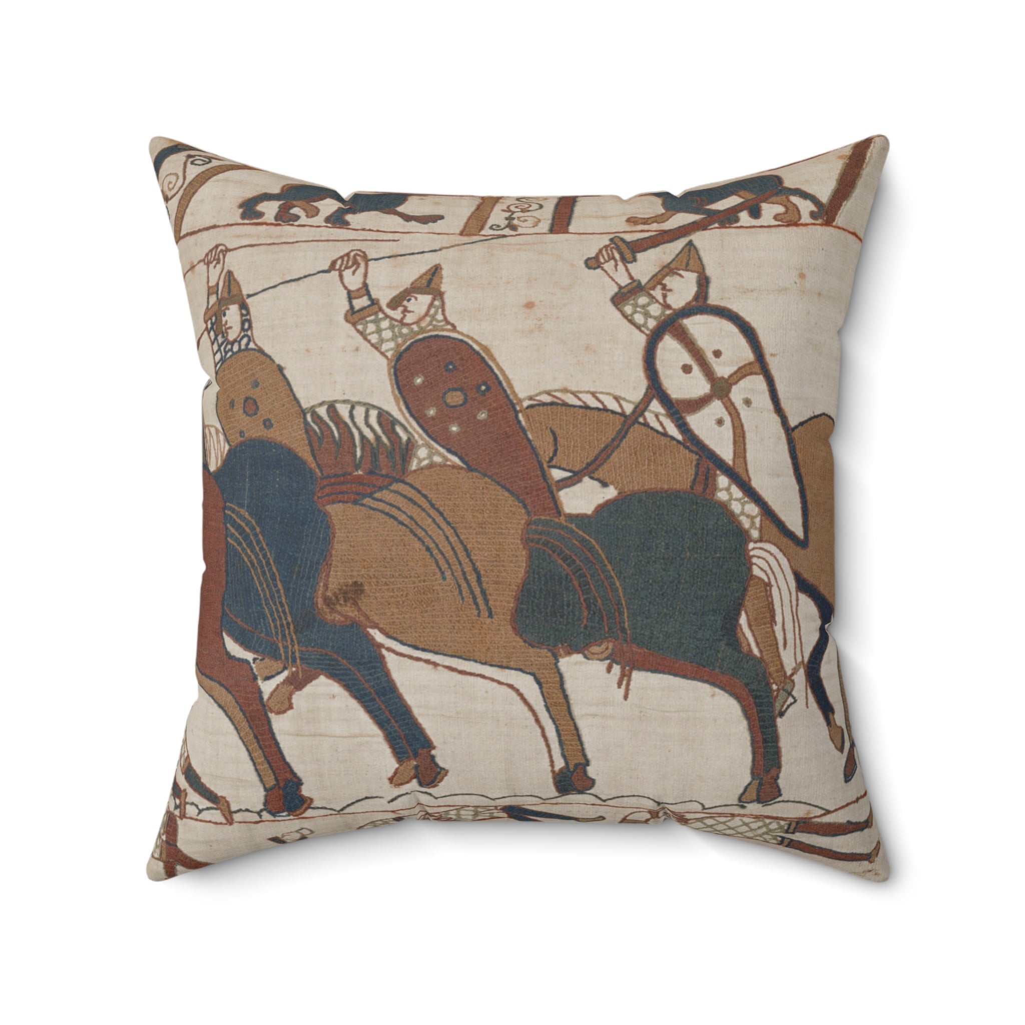 Bayeux Tapestry Battle of Hastings Cavalry Charge Faux Suede Square Pillow