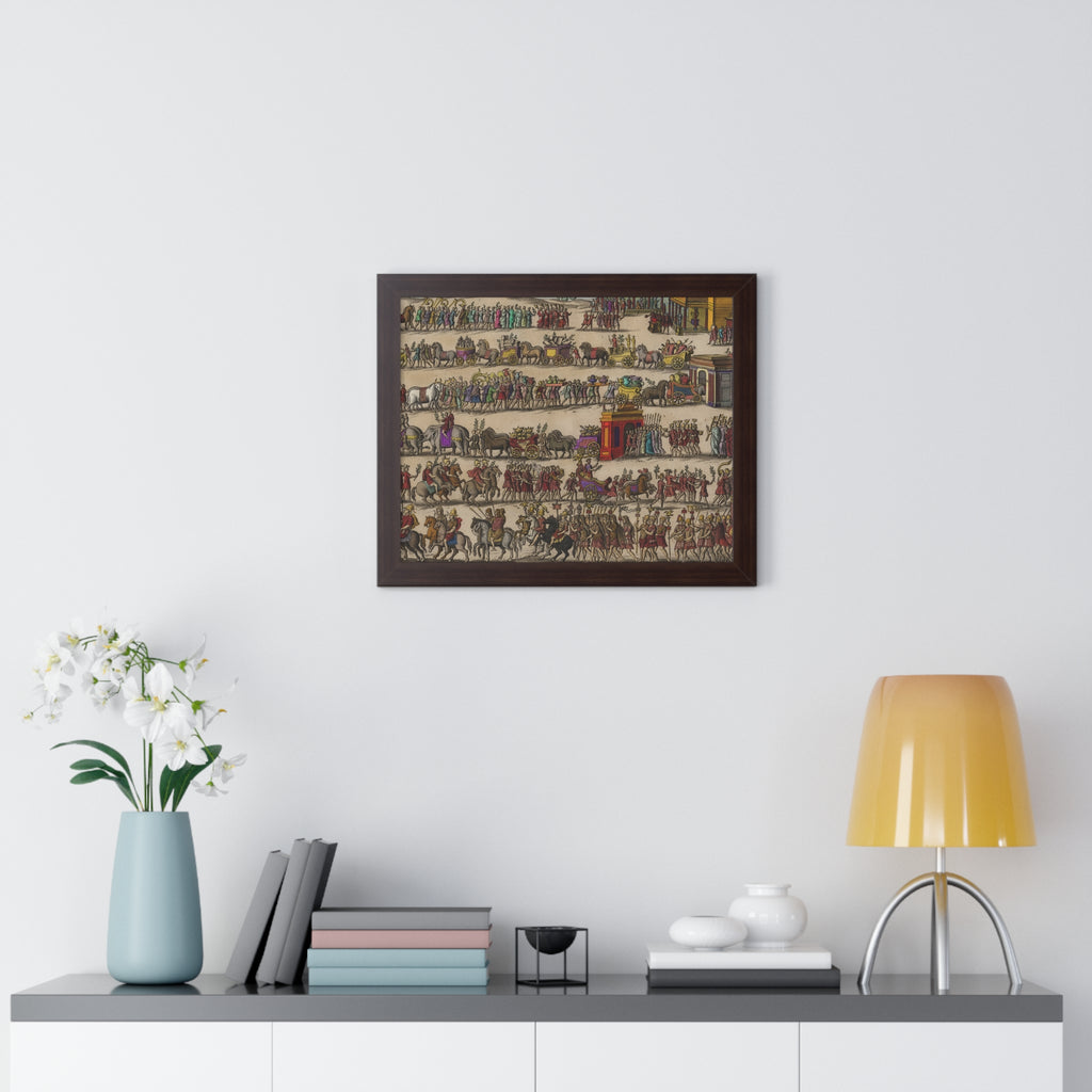 Roman Triumph Procession Framed Poster | Hand-Colored Engraving Print