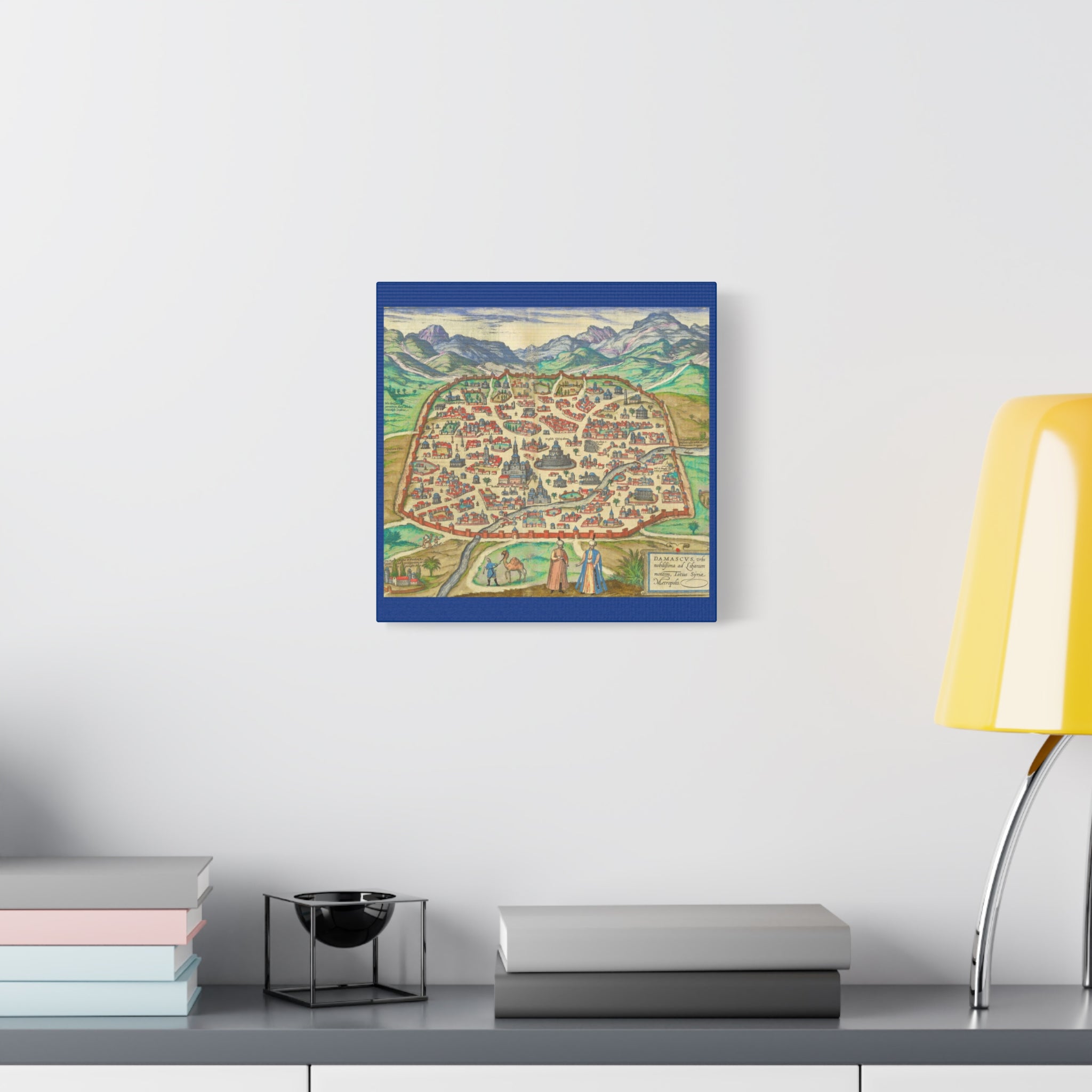 Antique Damascus Syria Birdseye City Map Matte Canvas