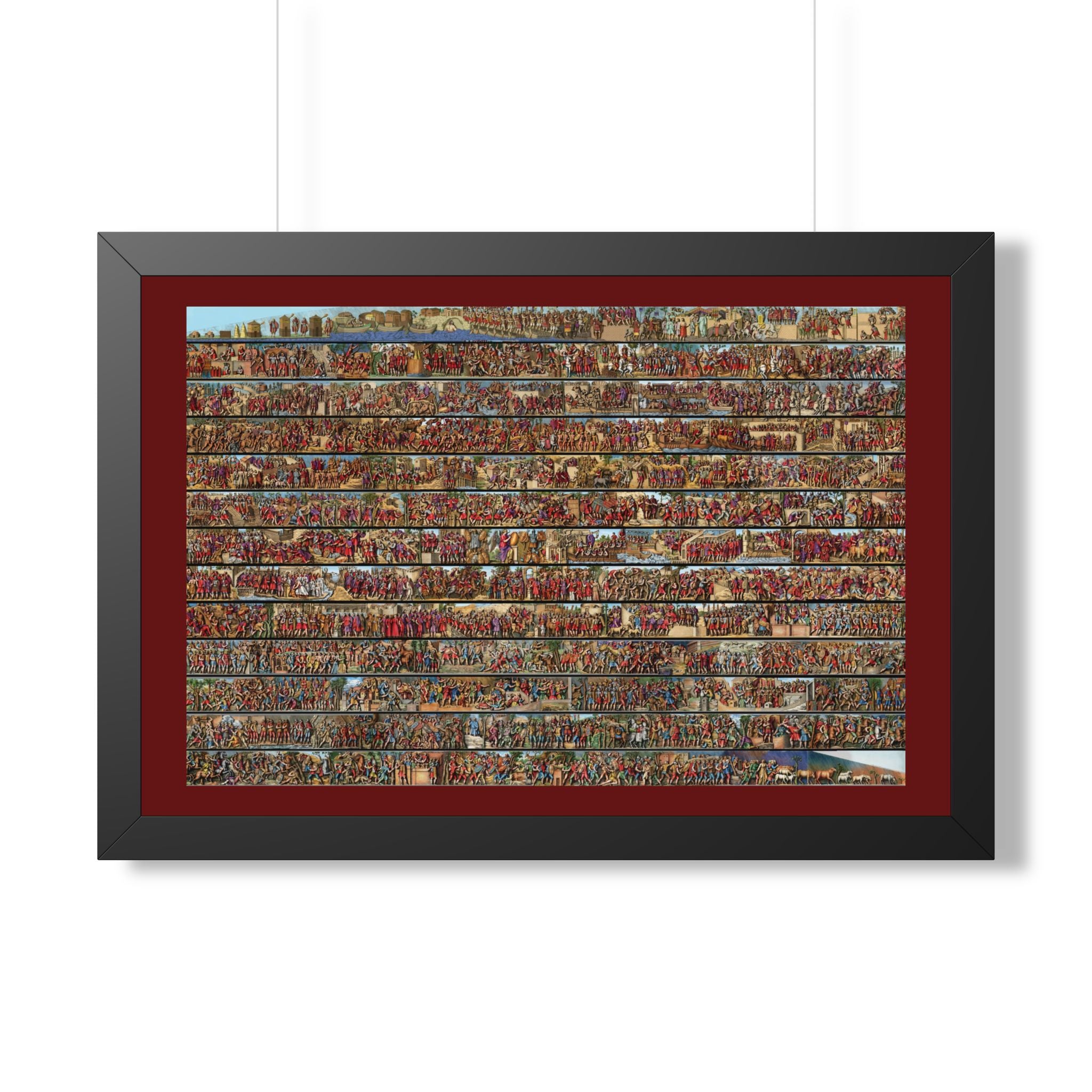 Colorized Trajan's Column Engraving Framed Art Print