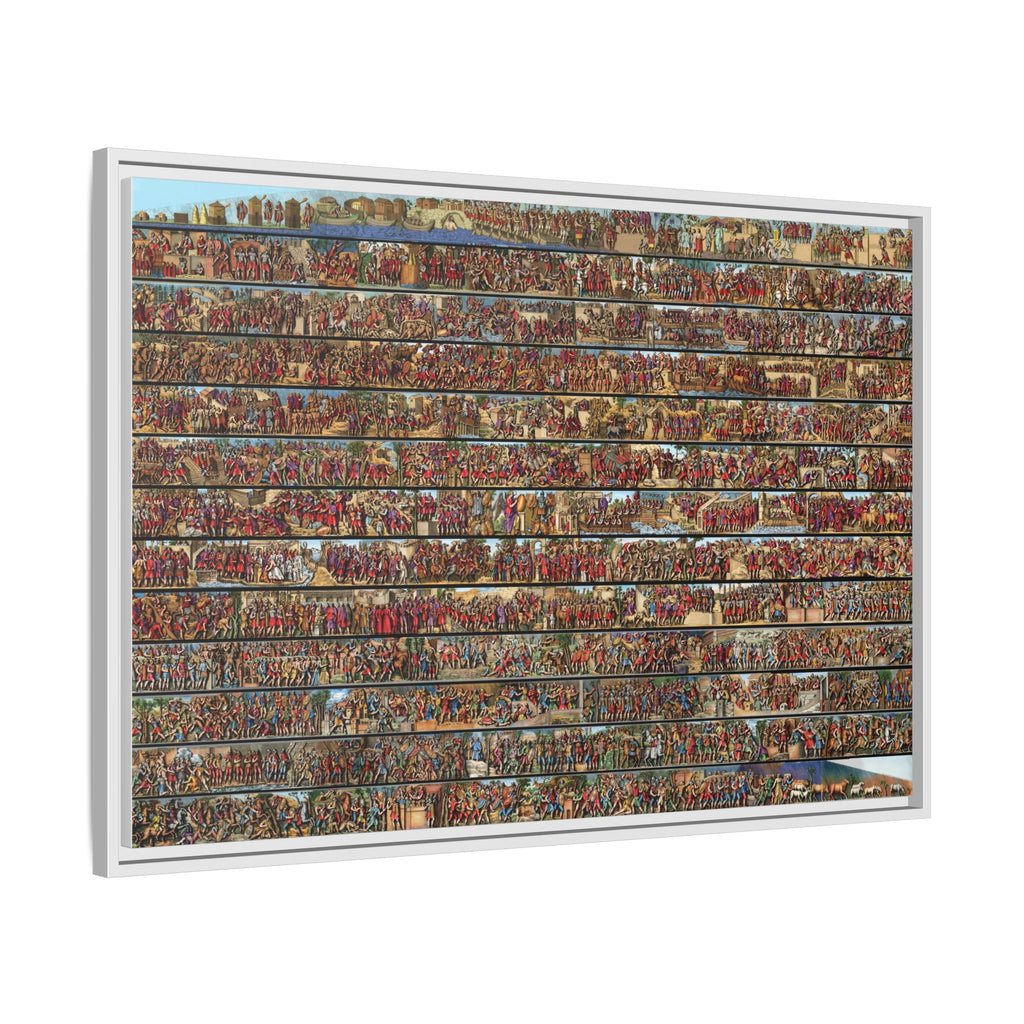 Colorized Depiction of Trajan's Column in Rome Framed Matte Canvas