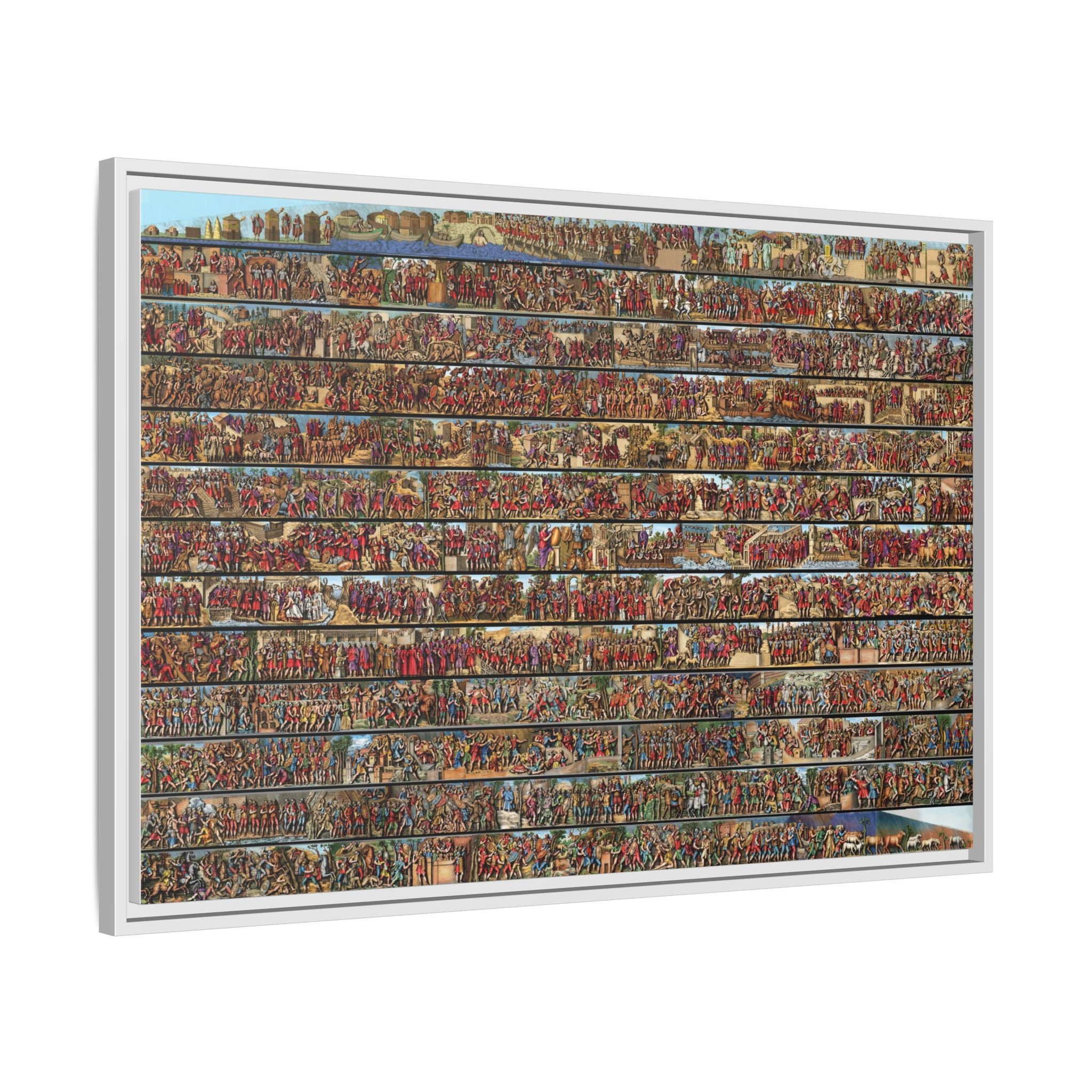 Colorized Depiction of Trajan's Column in Rome Framed Matte Canvas