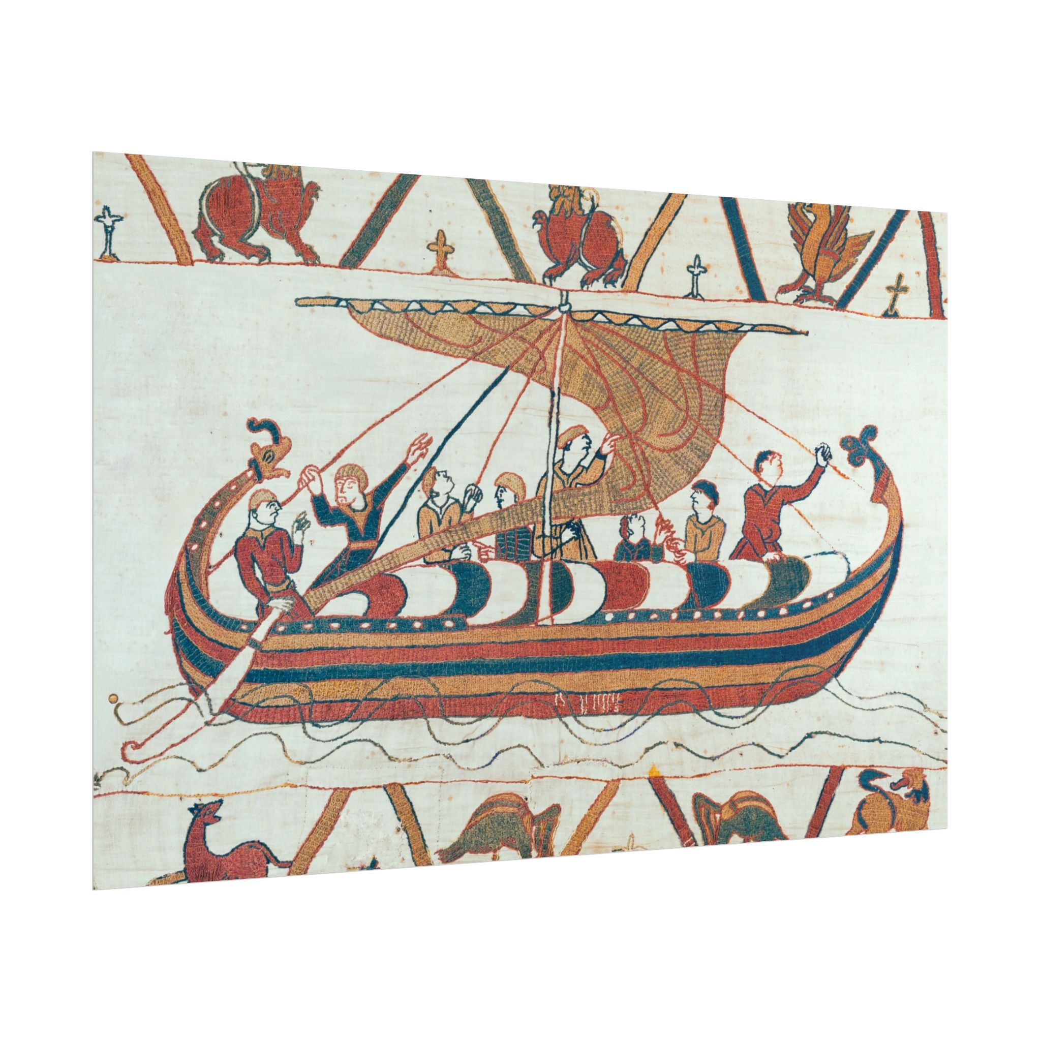 Bayeux Tapestry Norman Longship Rolled Poster | Nautical Historical Artwork