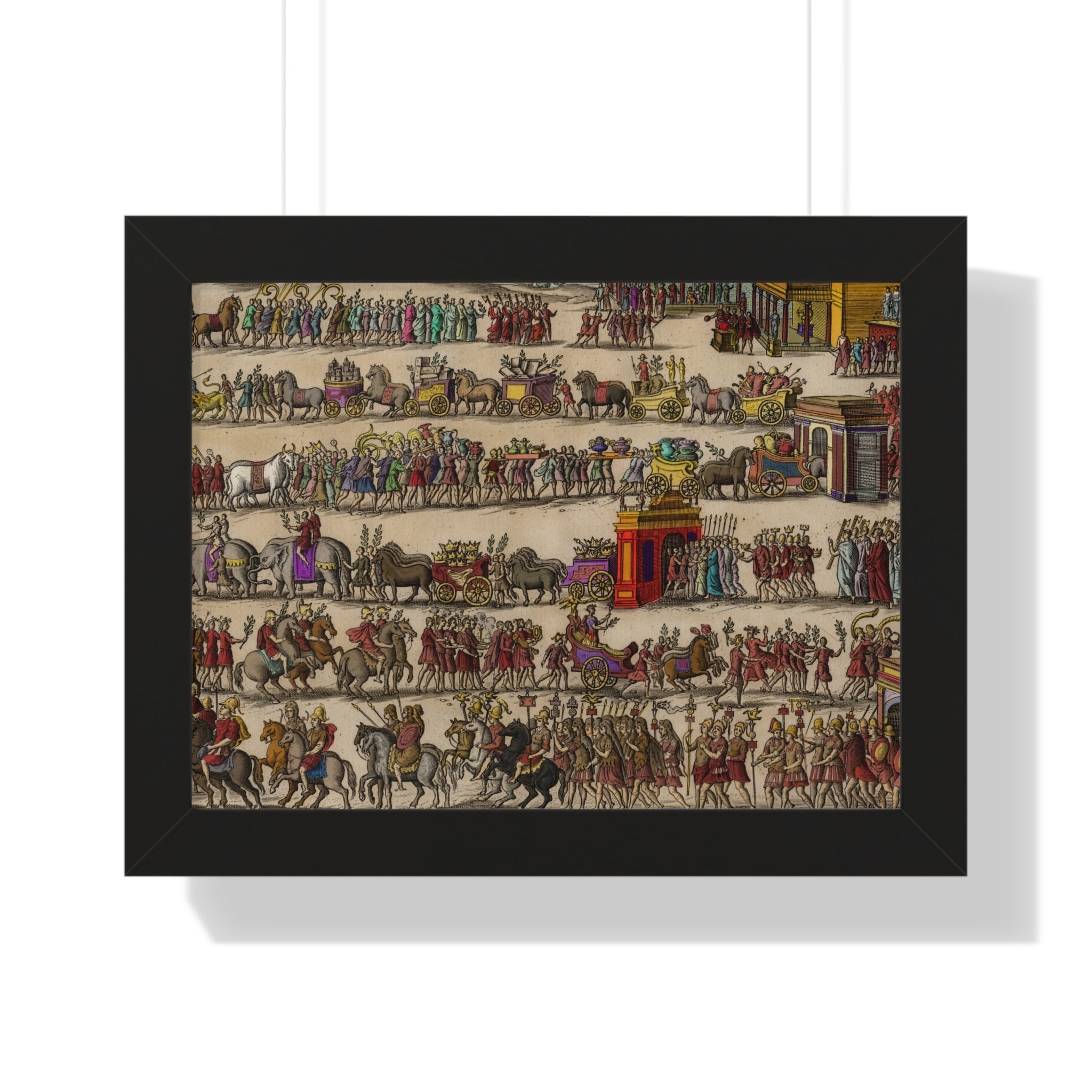 Roman Triumph Procession Framed Poster | Hand-Colored Engraving Print