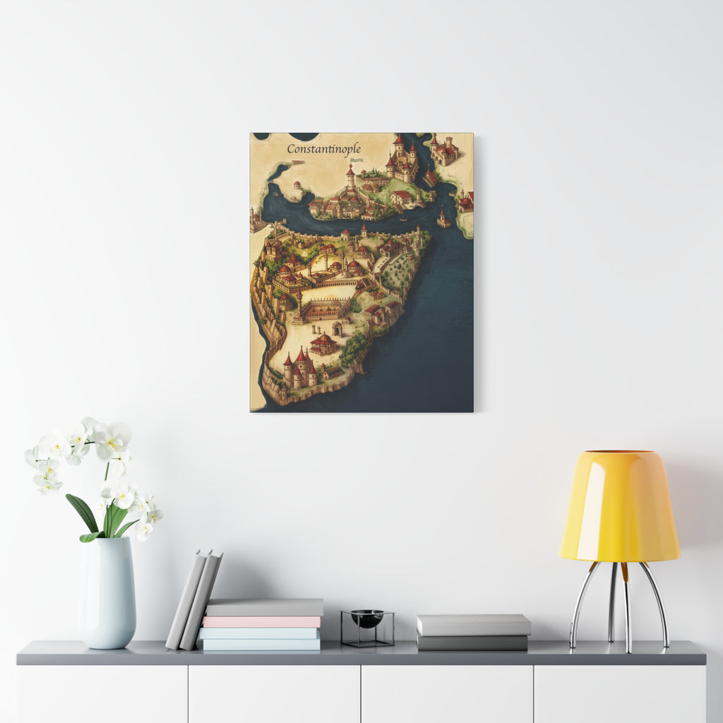 Constantinople Vintage Map Matte Canvas Print — Stretched 1.25"