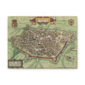 Vintage Cambrai City Map Matte Stretched Canvas Wall Art