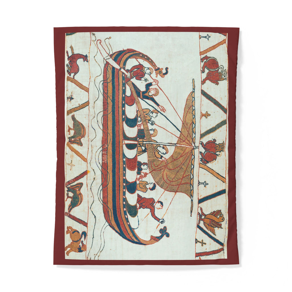 Bayeux Tapestry Norman Boat Duvet Cover | Medieval Invasion Scene