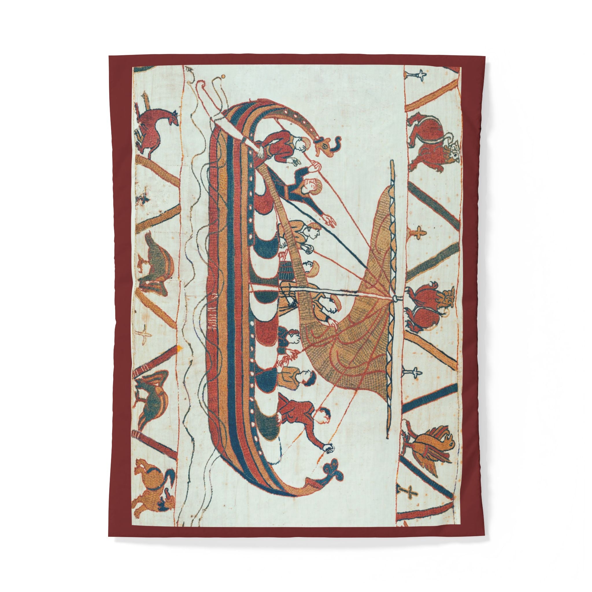 Bayeux Tapestry Norman Boat Duvet Cover | Medieval Invasion Scene