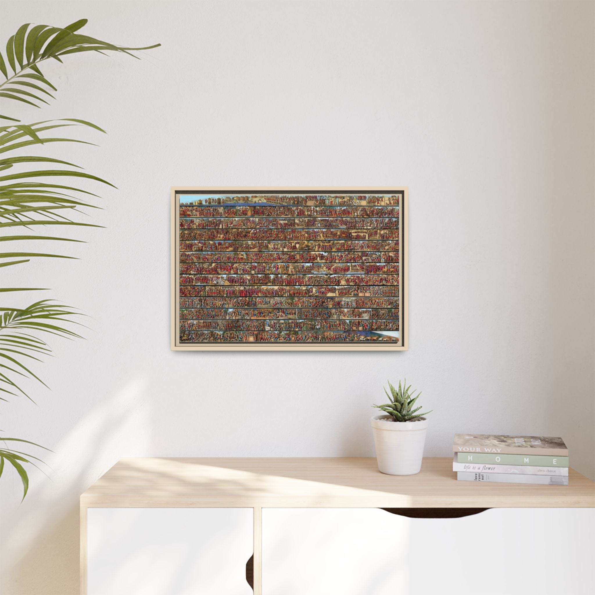 Colorized Depiction of Trajan's Column in Rome Framed Matte Canvas