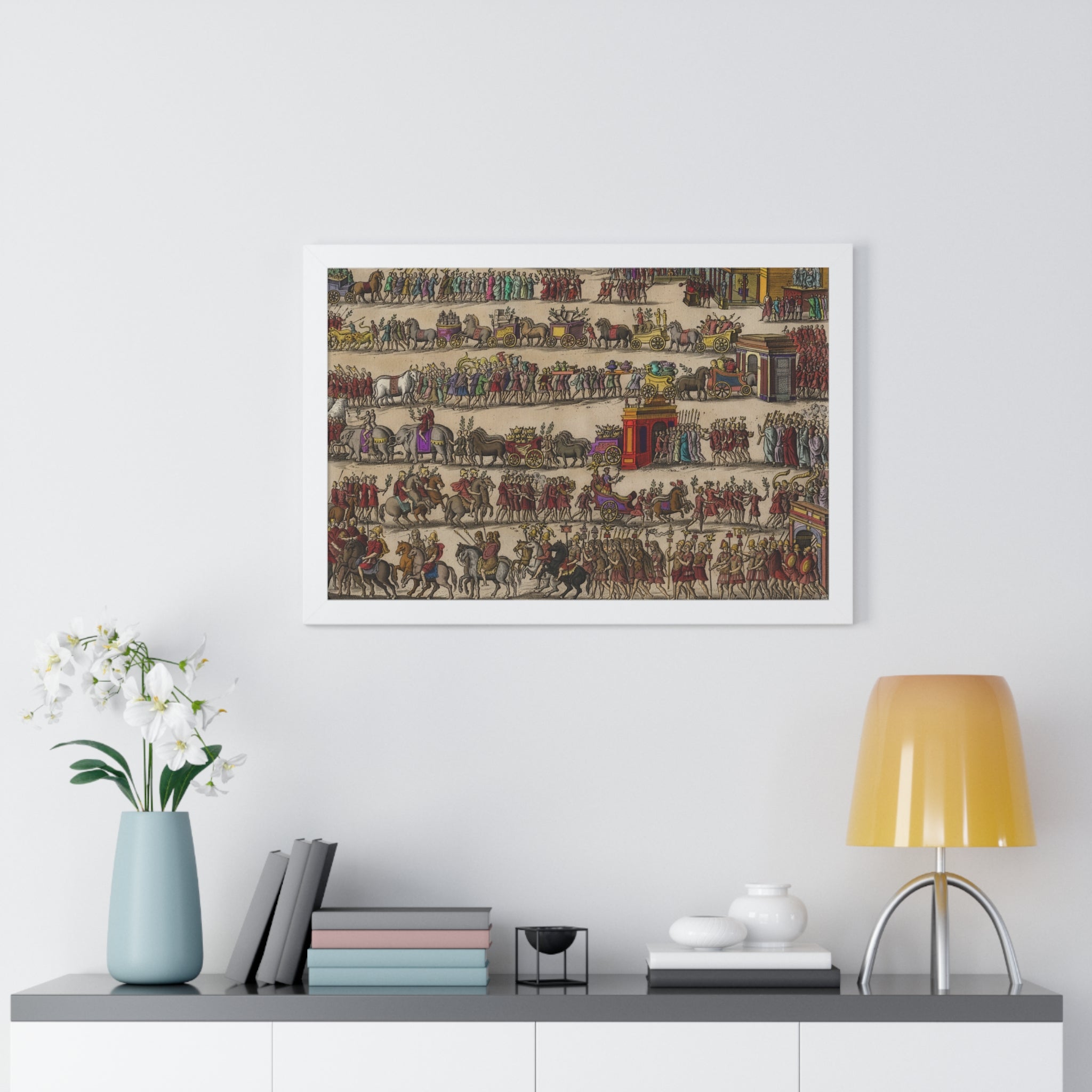 Roman Triumph Procession Framed Poster | Hand-Colored Engraving Print