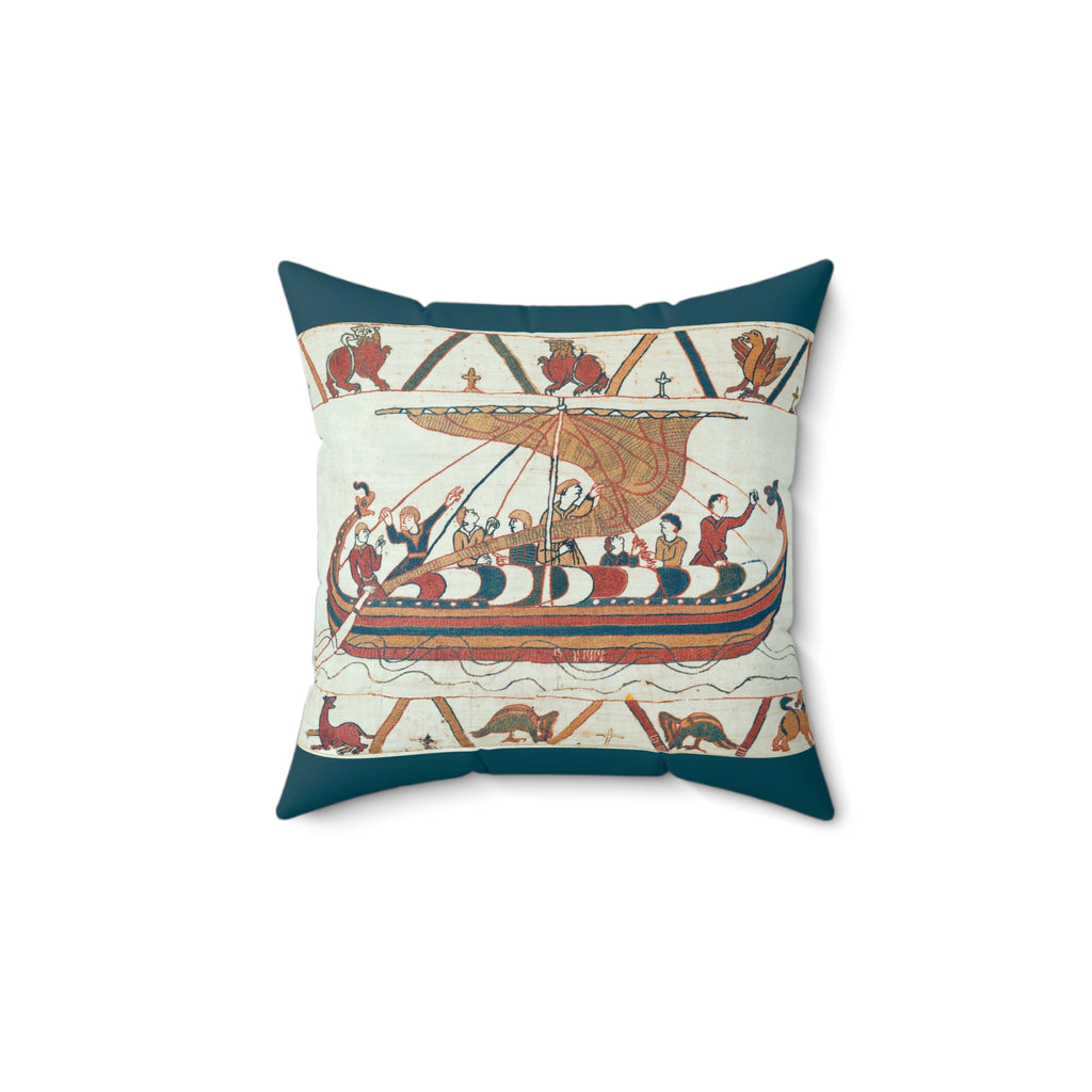 Bayeux Tapestry Battle of Hastings Faux Suede Square Pillow | Medieval Norman Invasion