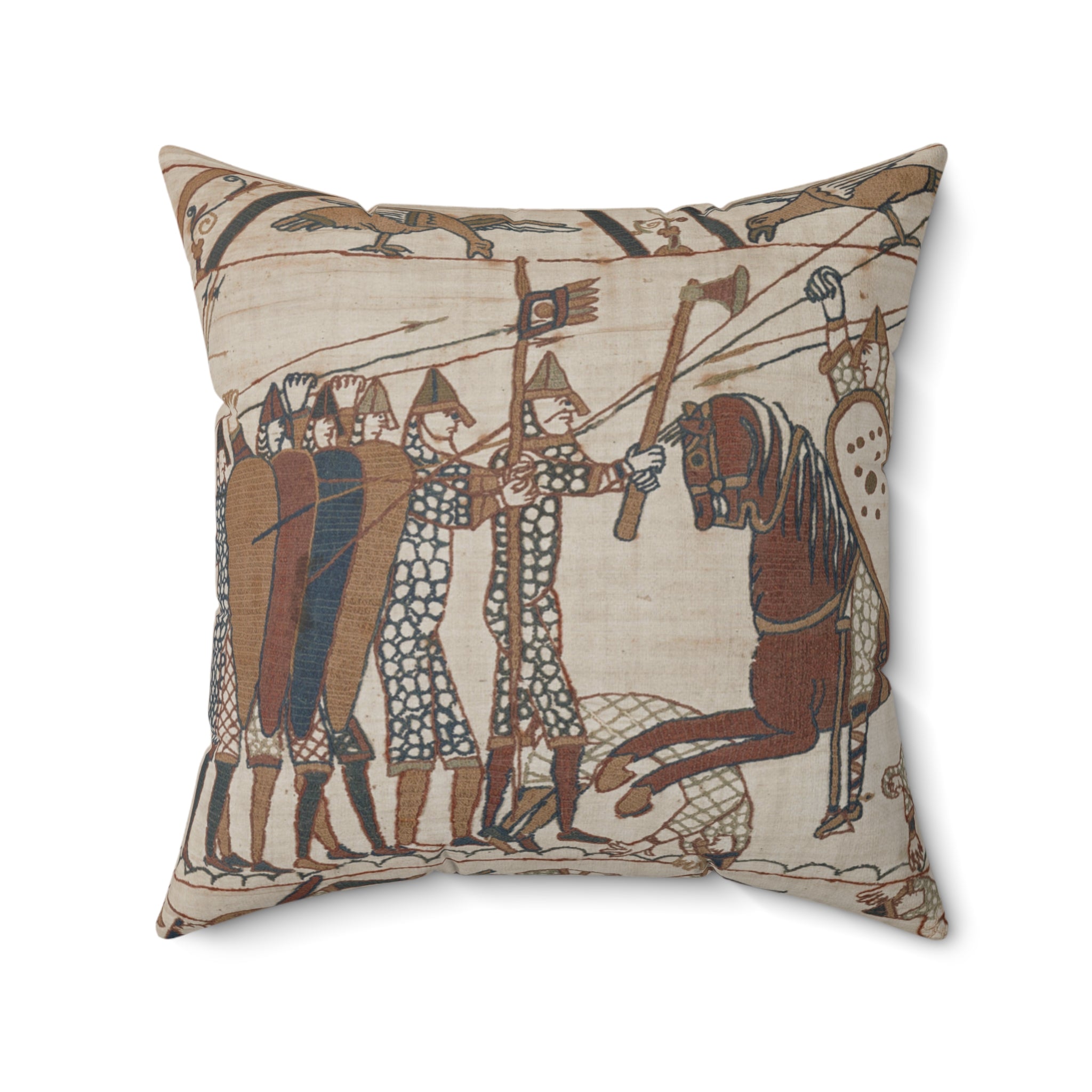 Bayeux Tapestry Battle of Hastings Cavalry Charge Faux Suede Square Pillow