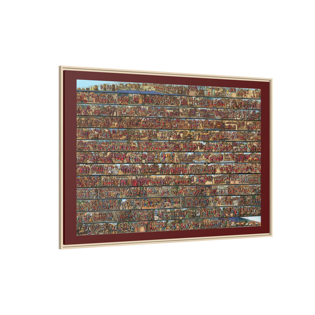Colorized Depiction of Trajan's Column in Rome Framed Matte Canvas