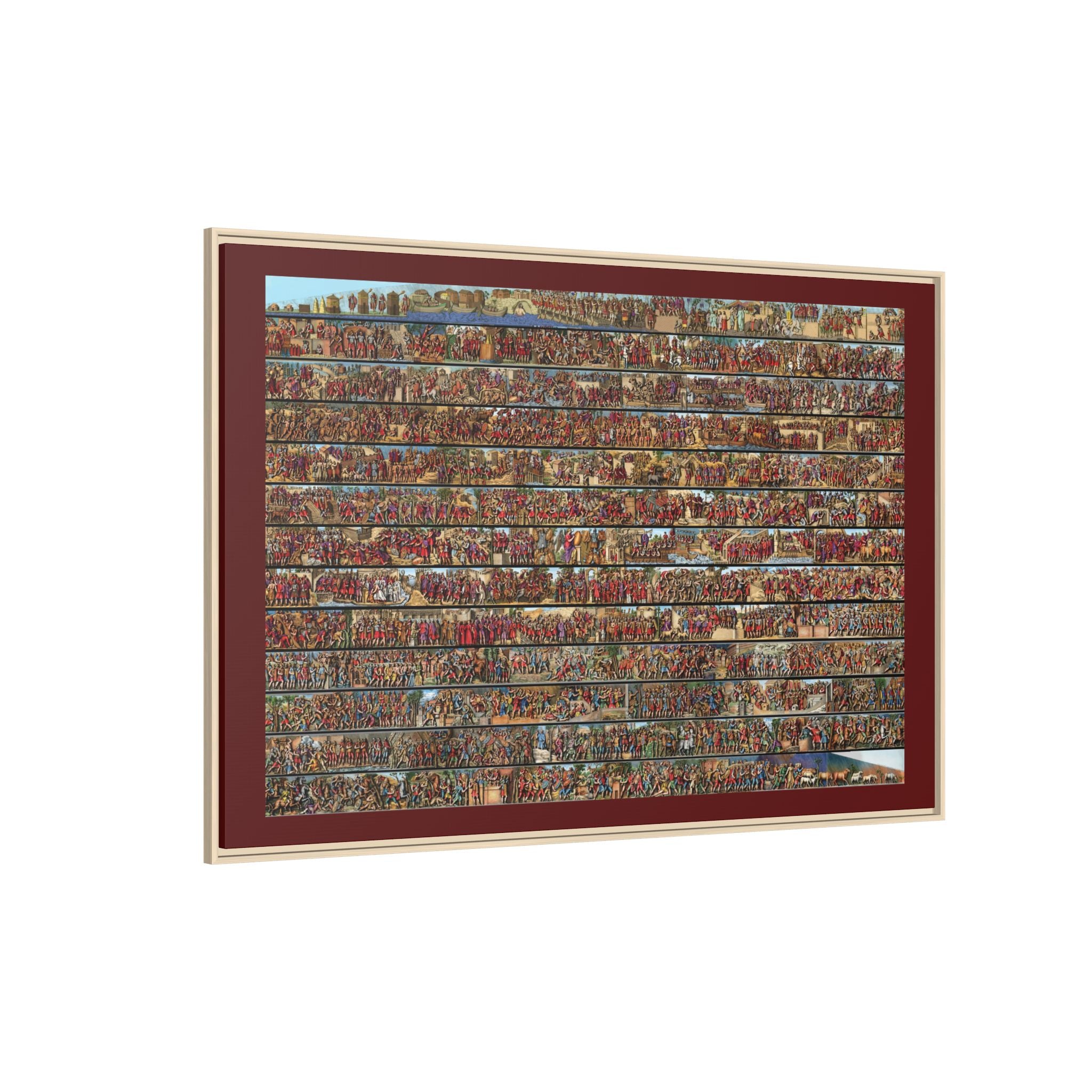 Colorized Depiction of Trajan's Column in Rome Framed Matte Canvas