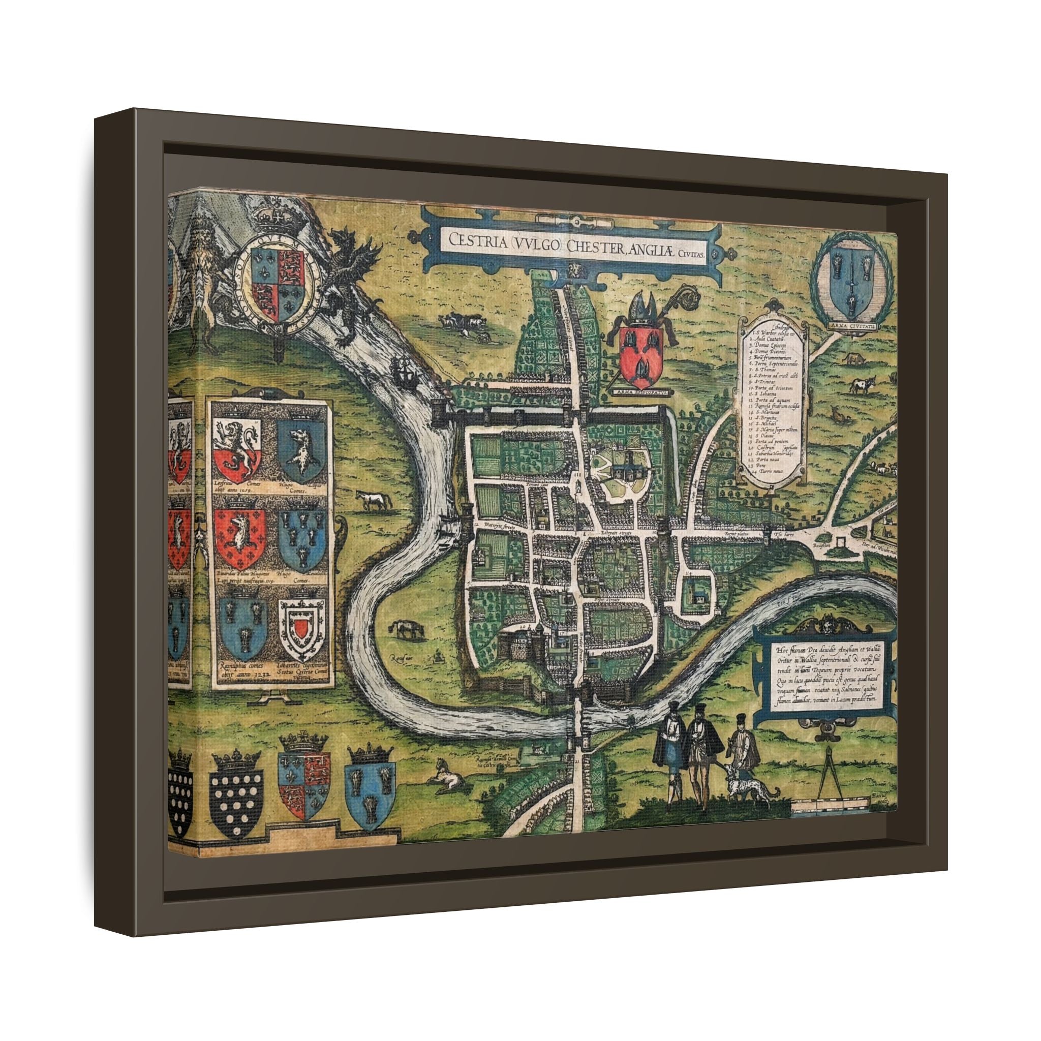 Chester, England by Braun and Hogenberg Framed Canvas Art Print