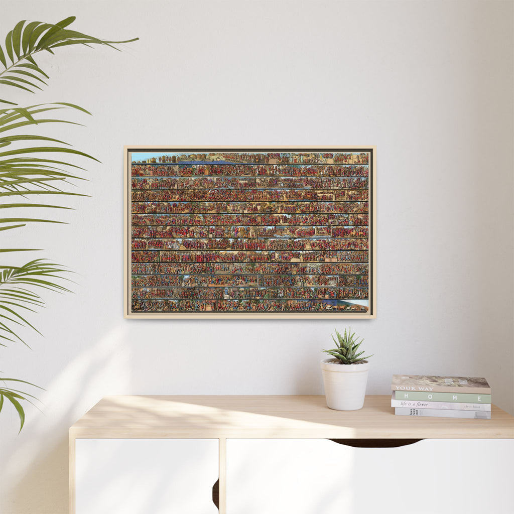 Colorized Depiction of Trajan's Column in Rome Framed Matte Canvas